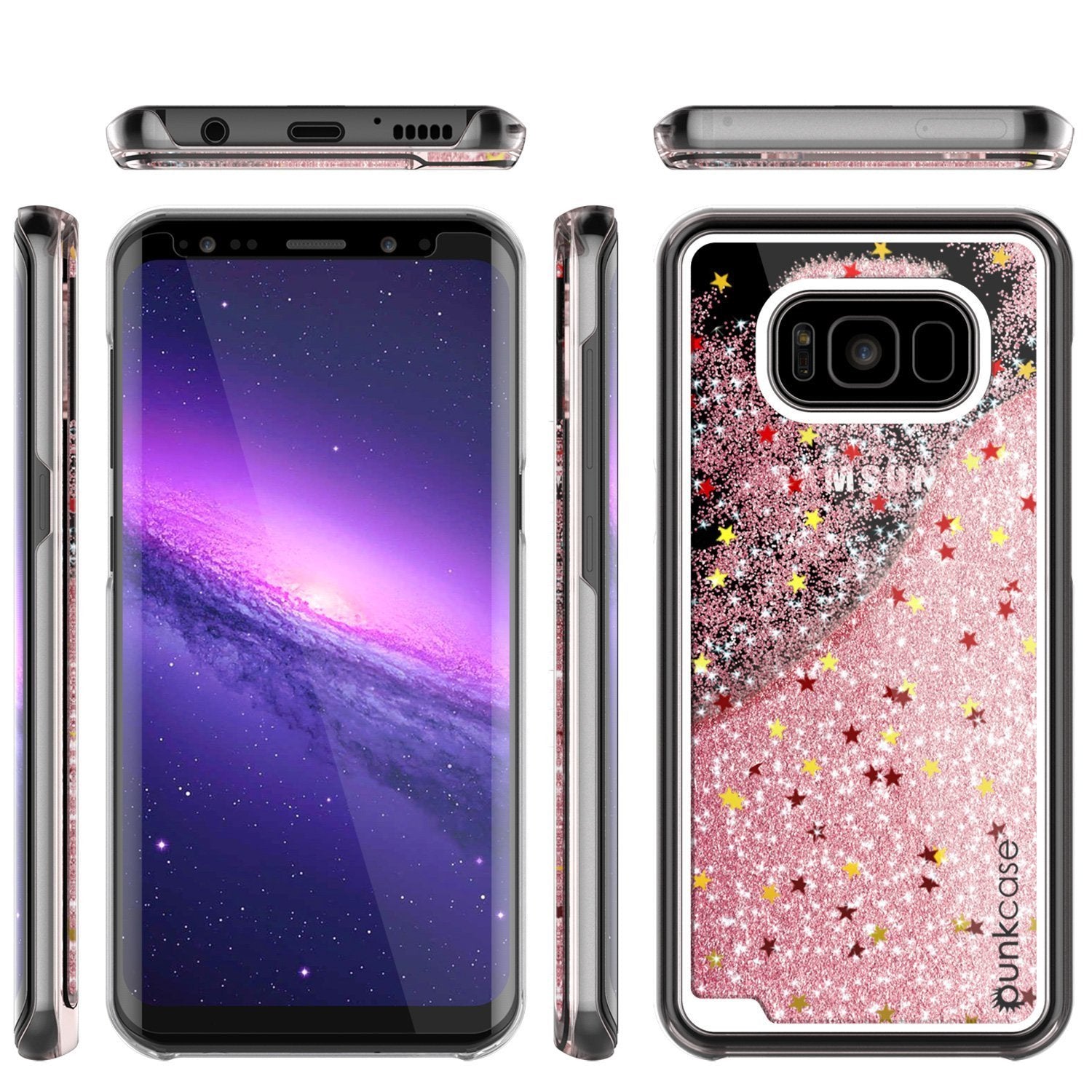 S8 Plus Case, Punkcase Liquid Rose Gold Series Protective Dual Layer Floating Glitter Cover