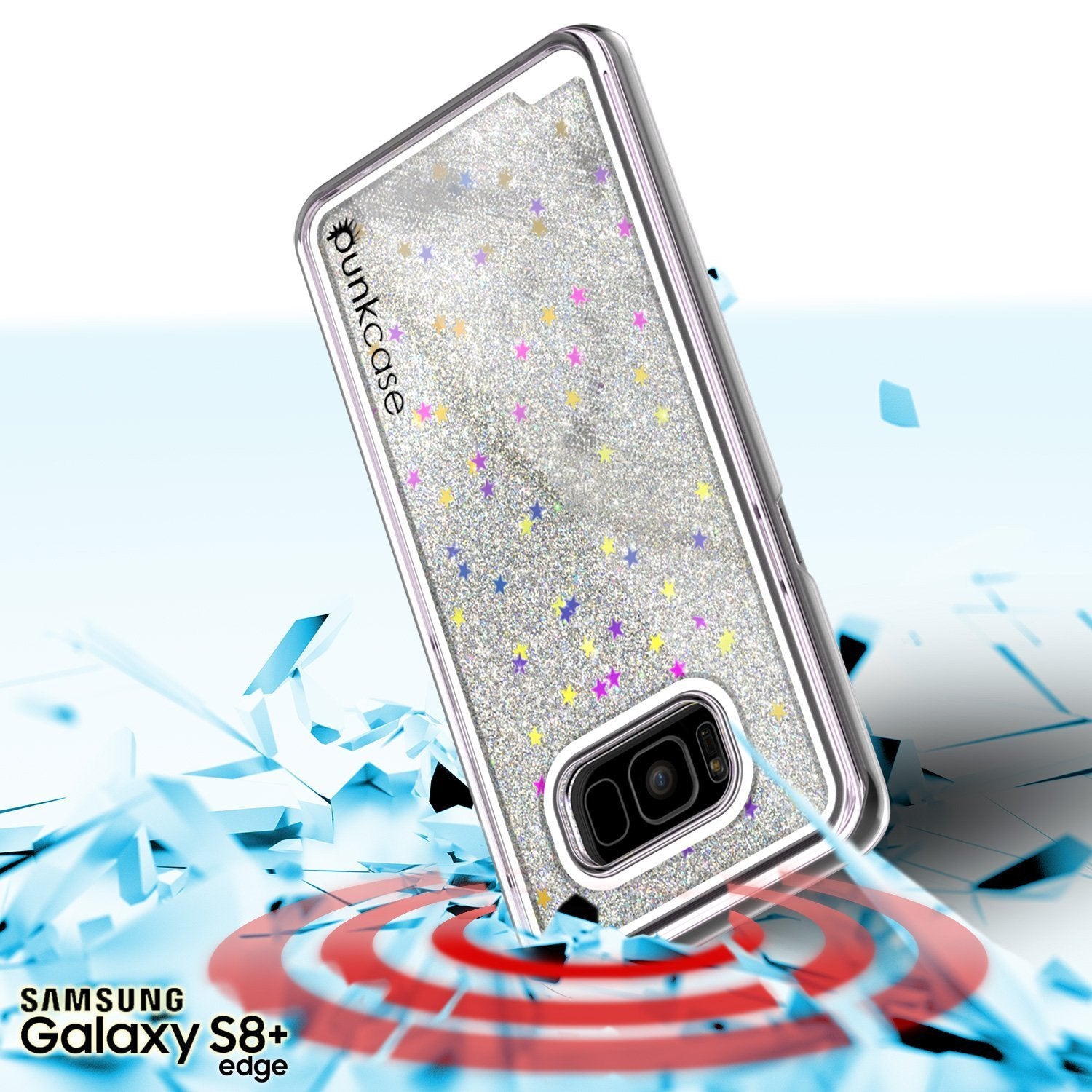 S8 Plus Case, Punkcase Liquid Silver Series Protective Dual Layer Floating Glitter Cover