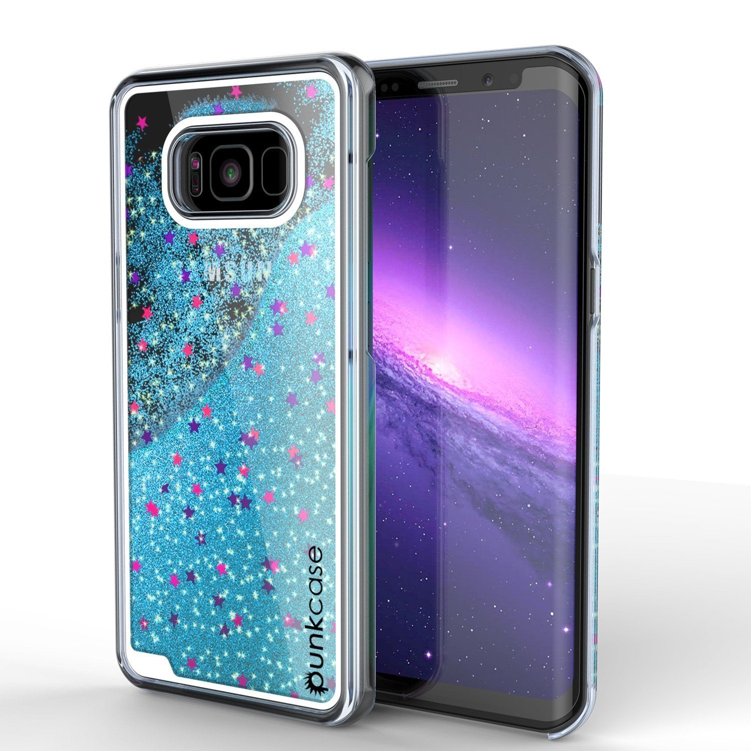 S8 Plus Case, Punkcase Liquid Teal Series Protective Dual Layer Floating Glitter Cover