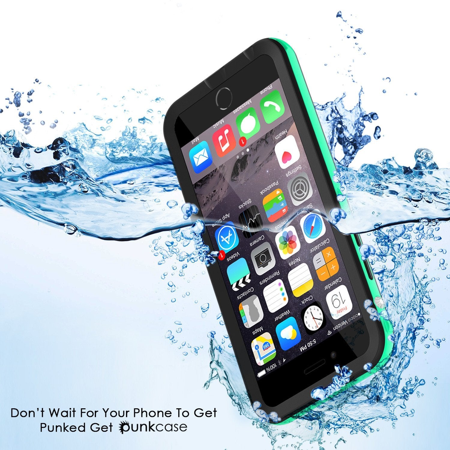 Apple iPhone 8 Waterproof Case, PUNKcase CRYSTAL 2.0 Teal W/ Attached Screen Protector | Warranty