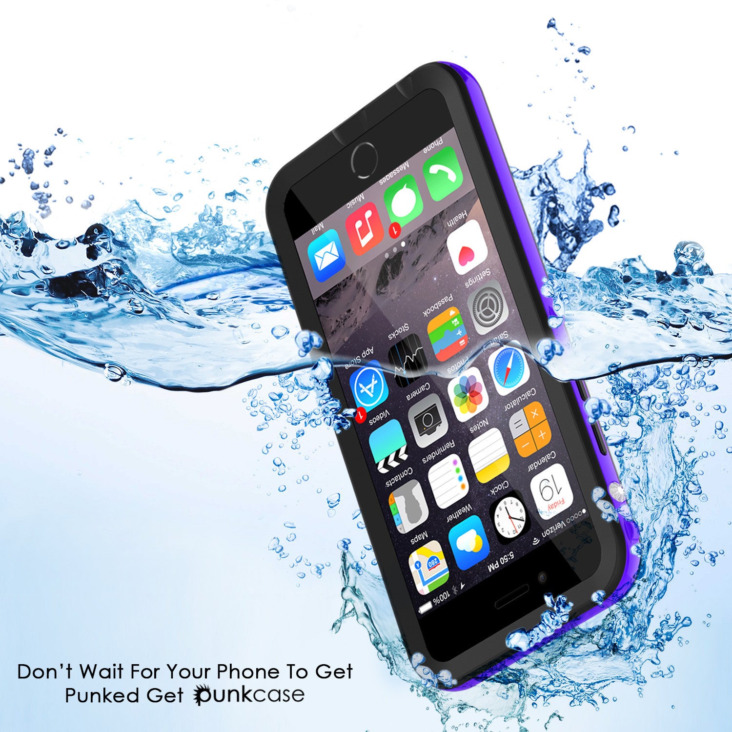 Apple iPhone 7/6s/6 Waterproof Case, PUNKcase CRYSTAL 2.0 Purple W/ Attached Screen Protector | Warranty