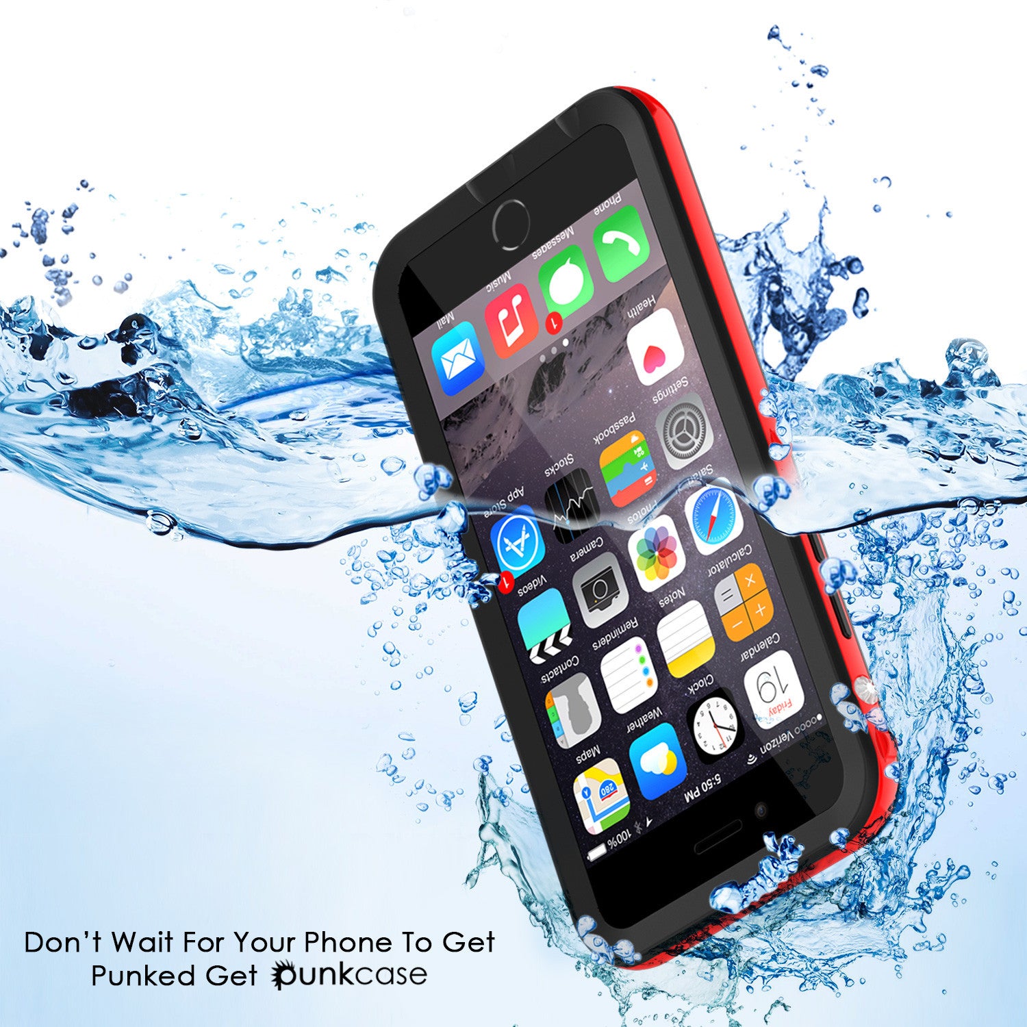 Apple iPhone 7/6s/6 Waterproof Case, PUNKcase CRYSTAL 2.0 Red W/ Attached Screen Protector | Warranty