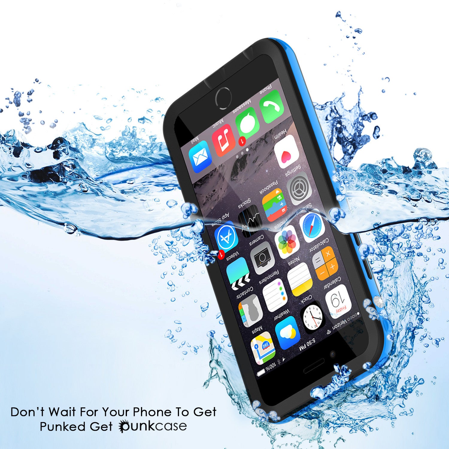 Apple iPhone 7/6s/6 Waterproof Case, PUNKcase CRYSTAL 2.0 Light Blue W/ Attached Screen Protector | Warranty
