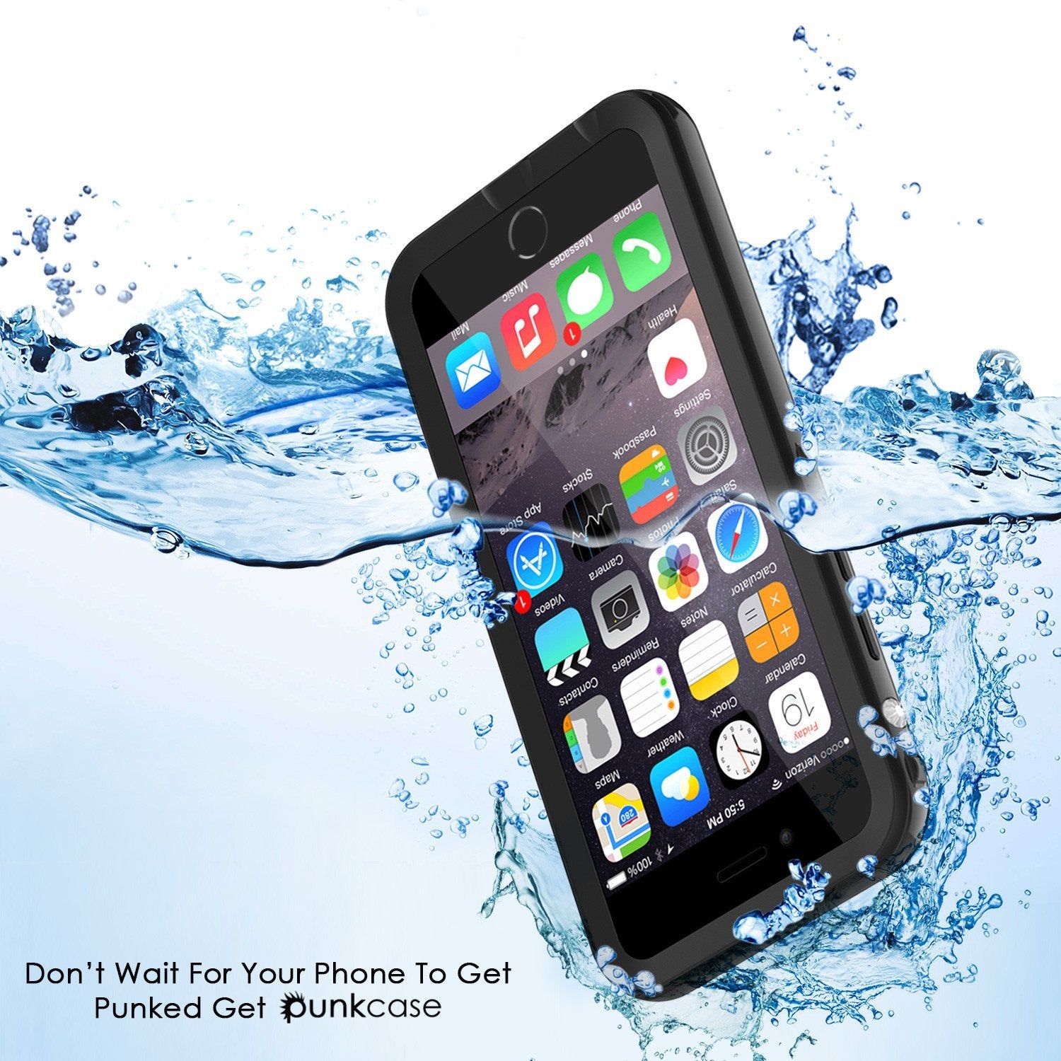 Apple iPhone 8 Waterproof Case, PUNKcase CRYSTAL 2.0 Black W/ Attached Screen Protector | Warranty