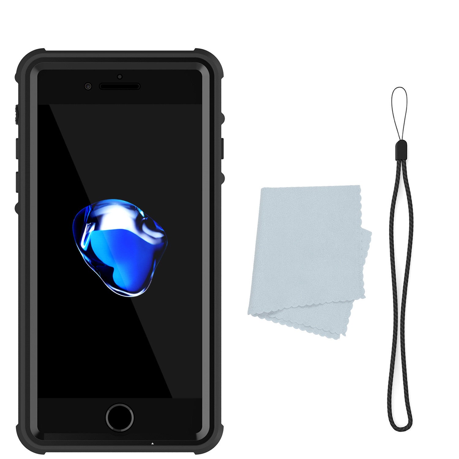 iPhone 7+ Plus Waterproof Case, PUNKcase CRYSTAL Black W/ Attached Screen Protector | Warranty