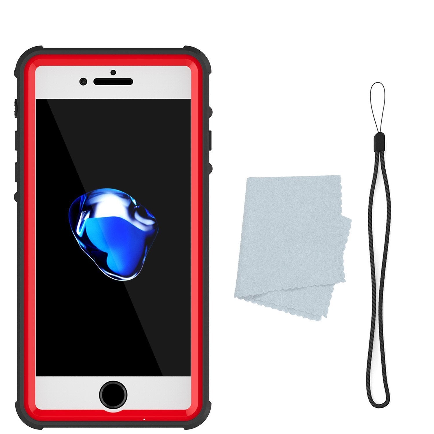 iPhone 8+ Plus Waterproof Case, PUNKcase CRYSTAL Red W/ Attached Screen Protector | Warranty