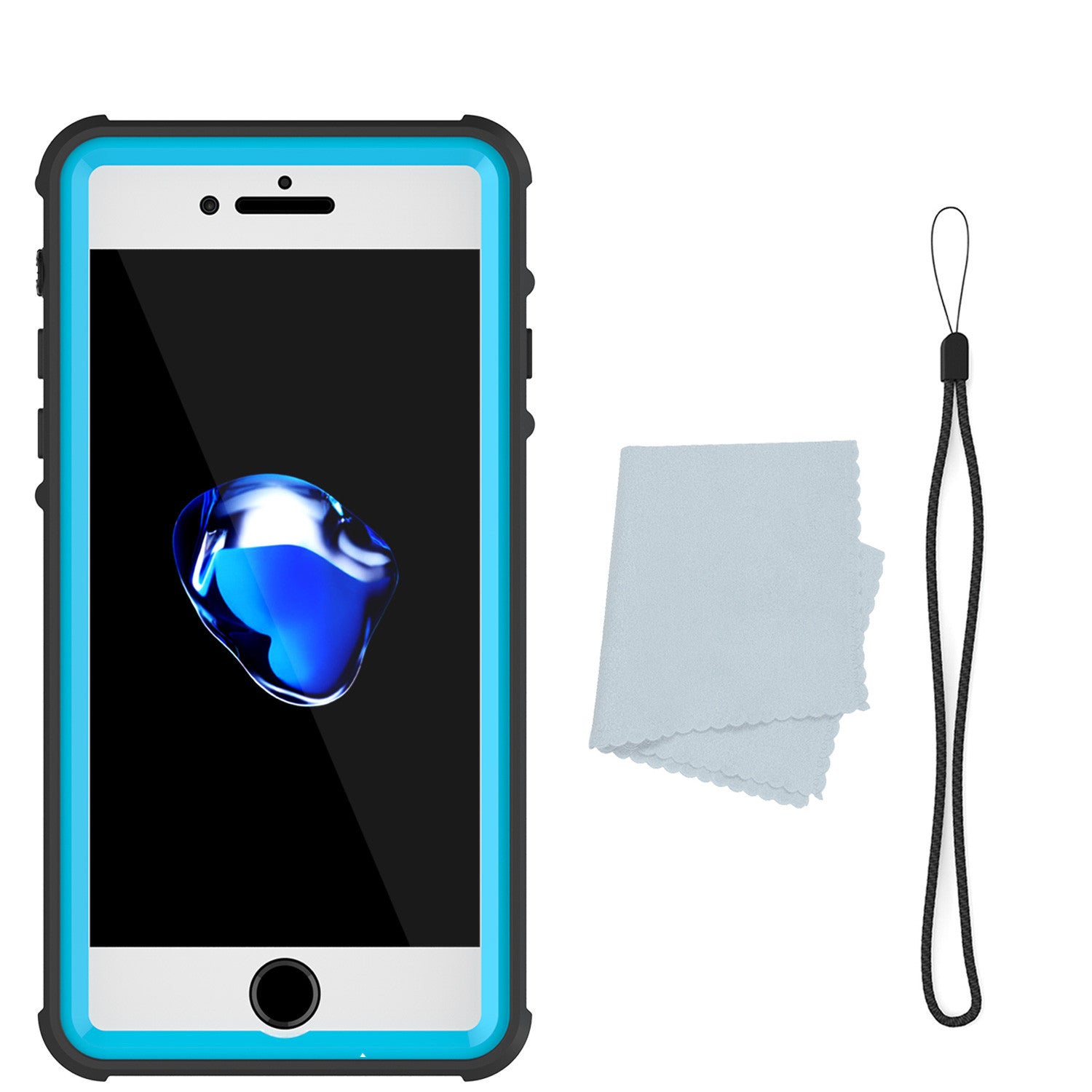 iPhone 7+ Plus Waterproof Case, PUNKcase CRYSTAL Light Blue W/ Attached Screen Protector | Warranty