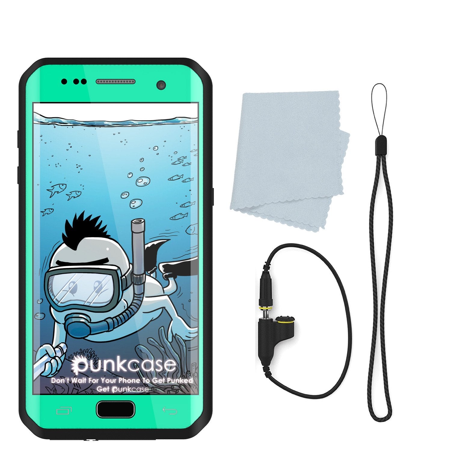 Galaxy S7 EDGE Waterproof Case PunkCase StudStar Teal Thin 6.6ft Underwater IP68 Shock/Snow Proof