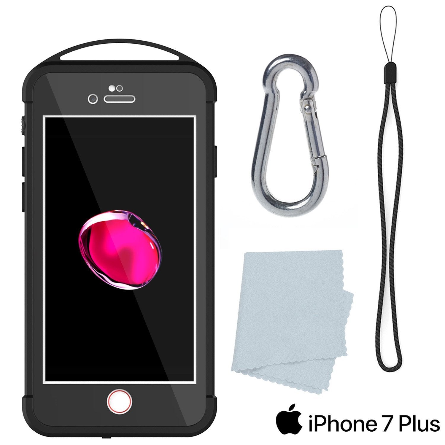 iPhone 8+ Plus Waterproof Case, Punkcase ALPINE Series, Black | Heavy Duty Armor Cover