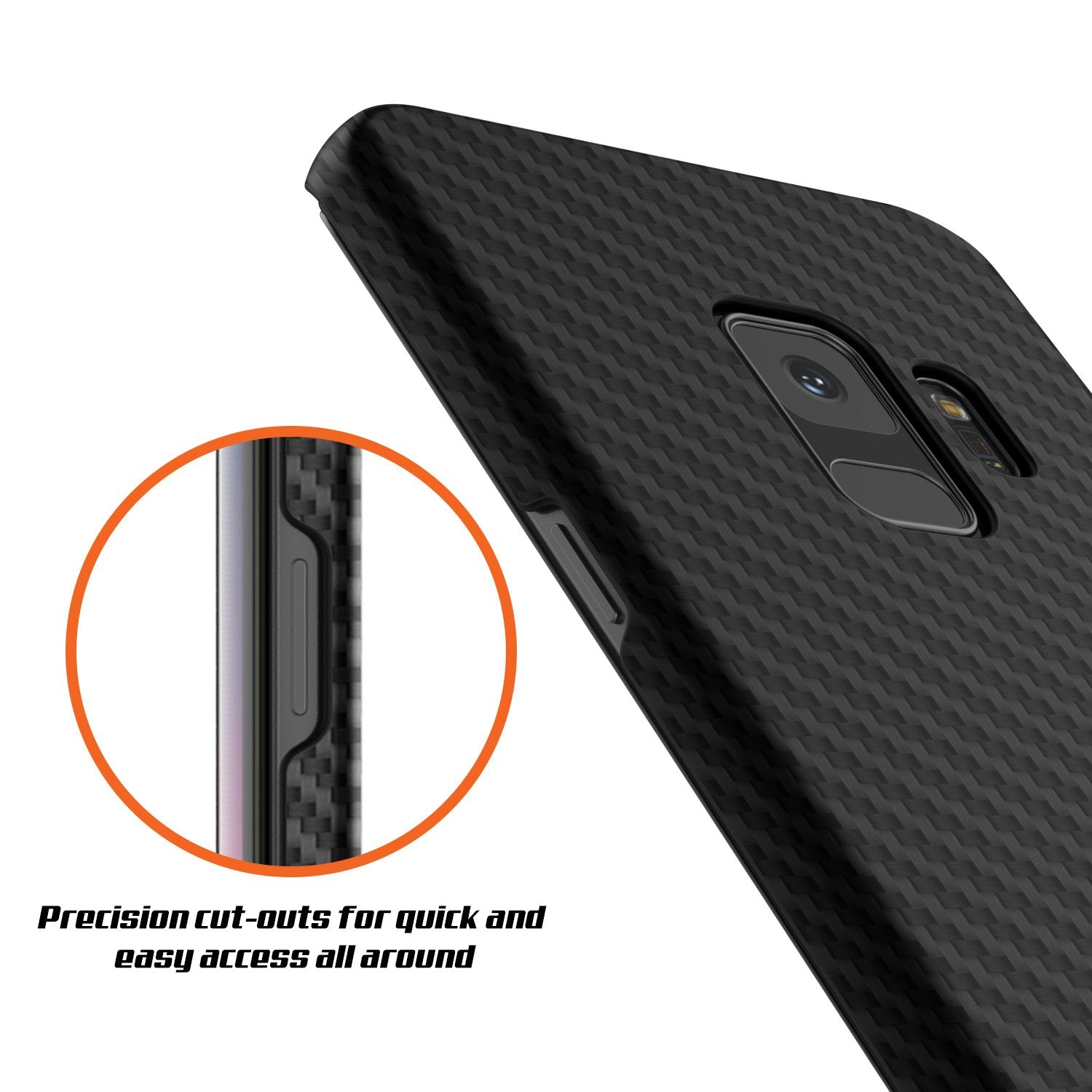 Galaxy S9 Case, Punkcase CarbonShield, Heavy Duty & Ultra Thin 2 Piece Dual Layer PU Leather Black Cover