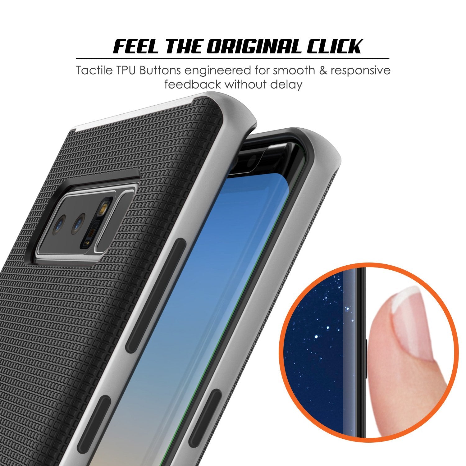 Galaxy Note 8 Case, PunkCase Stealth Silver Series Hybrid 3-Piece Shockproof Dual Layer Cover