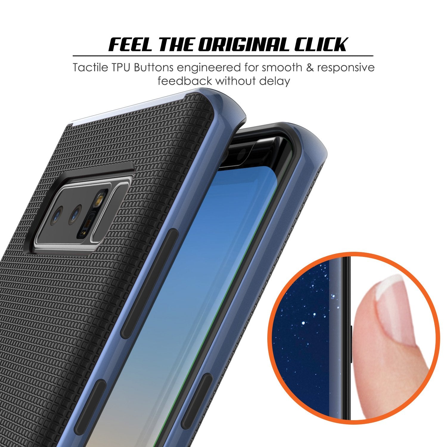 Galaxy Note 8 Case, PunkCase Stealth Navy Blue Series Hybrid 3-Piece Shockproof Dual Layer Cover