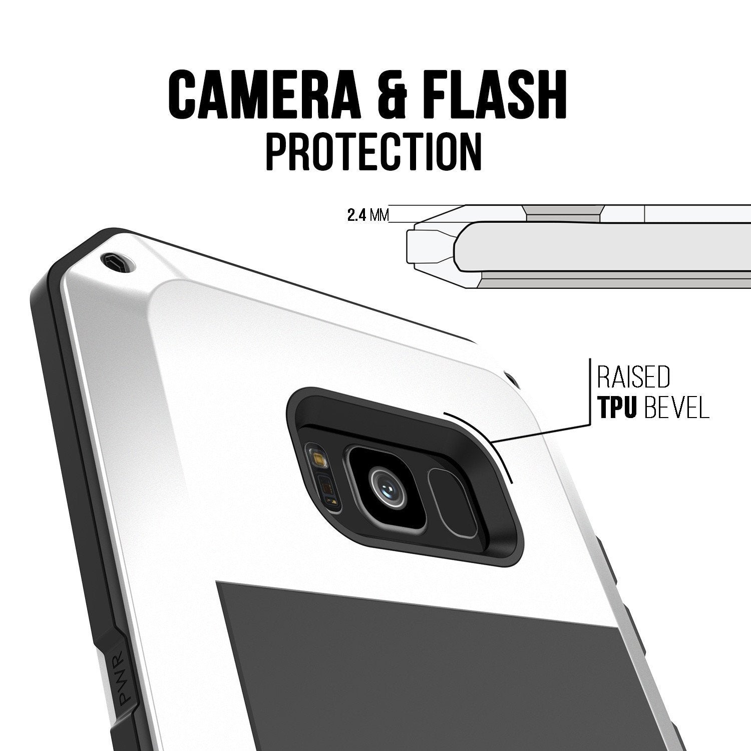 Galaxy Note 8 Case, PUNKcase Metallic White Shockproof Slim Metal Armor Case
