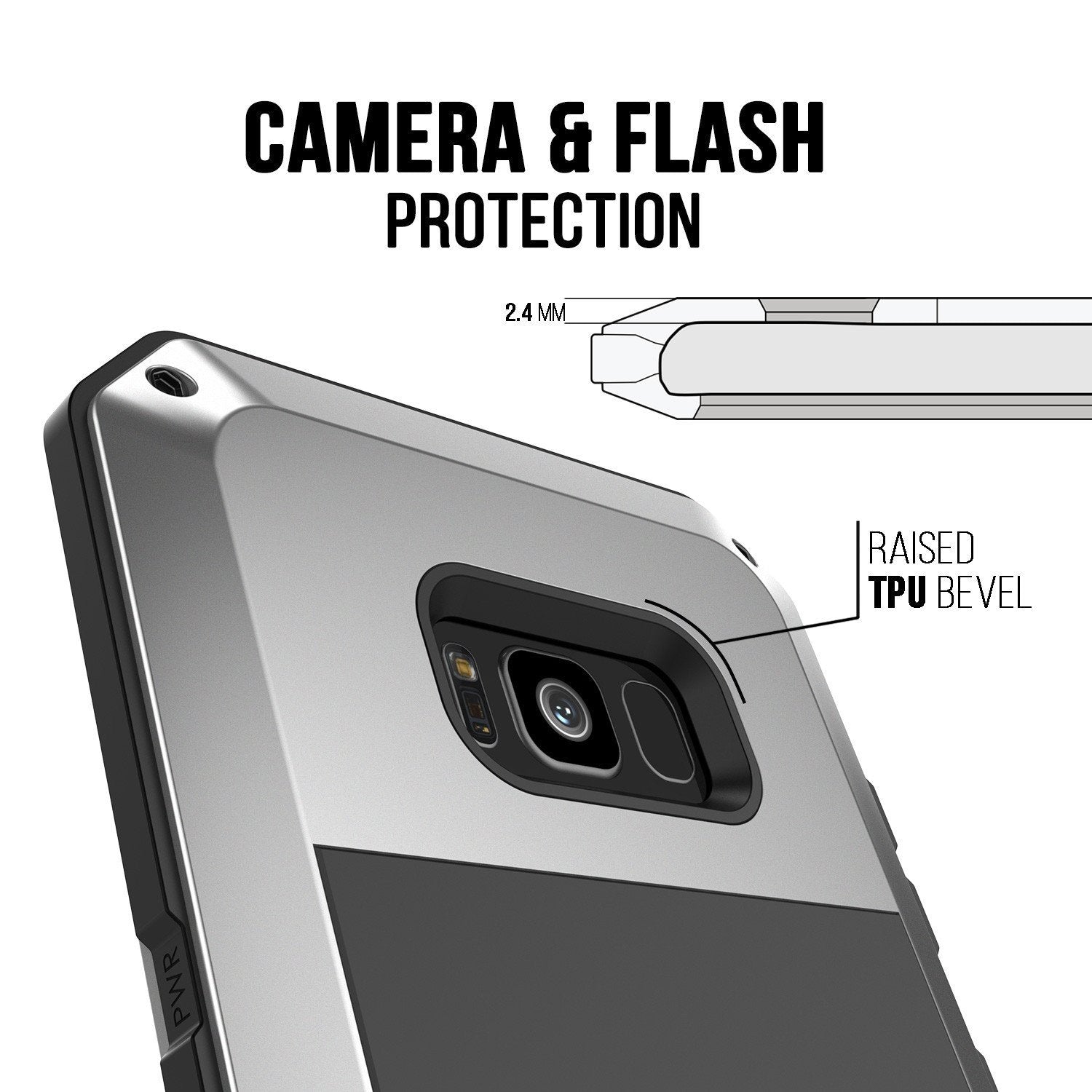 Galaxy Note 8 Case, PUNKcase Metallic Silver Shockproof Slim Metal Armor Case