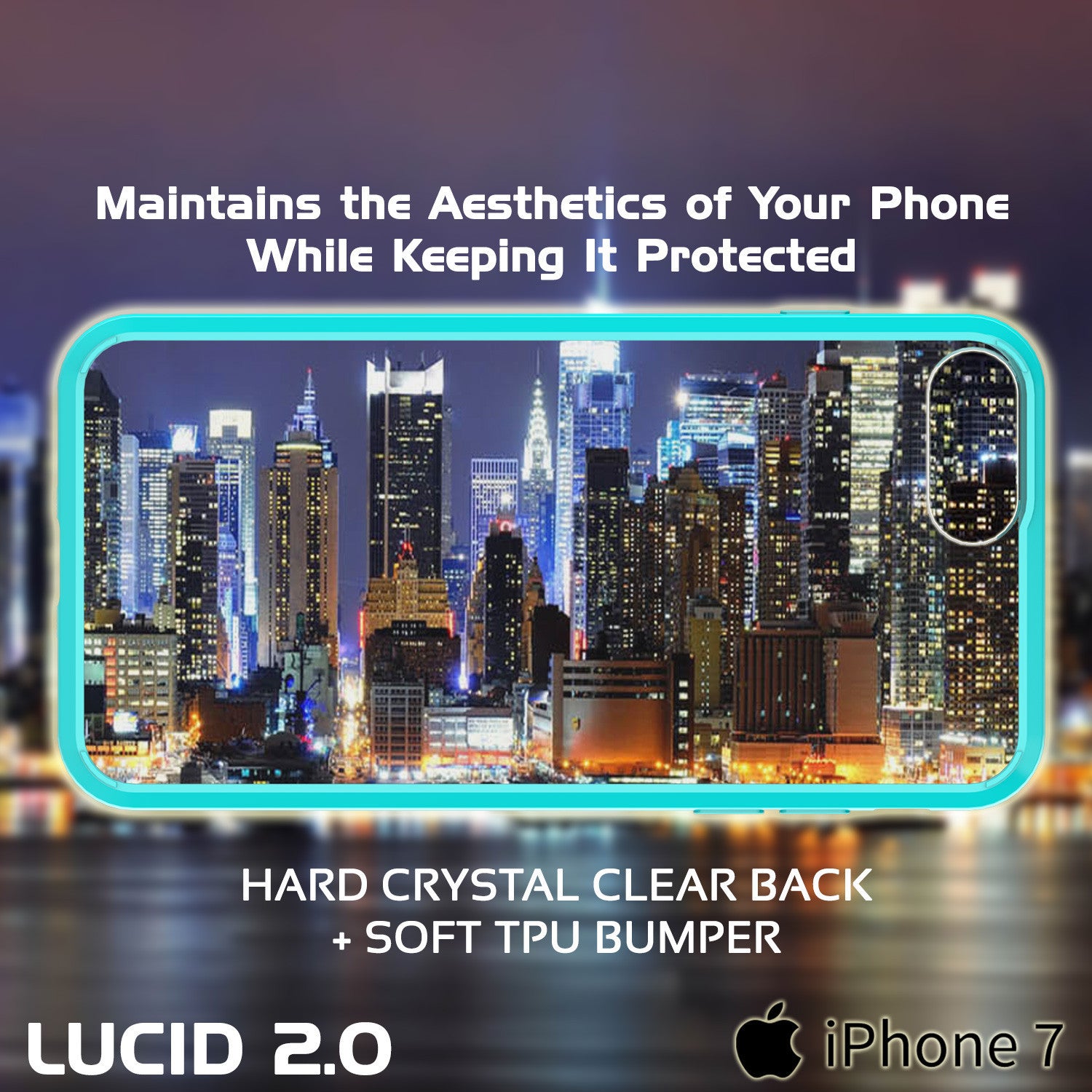 PUNKCASE - Lucid 2.0 Series Slick Frame Case for Apple IPhone 7+ Plus | Teal