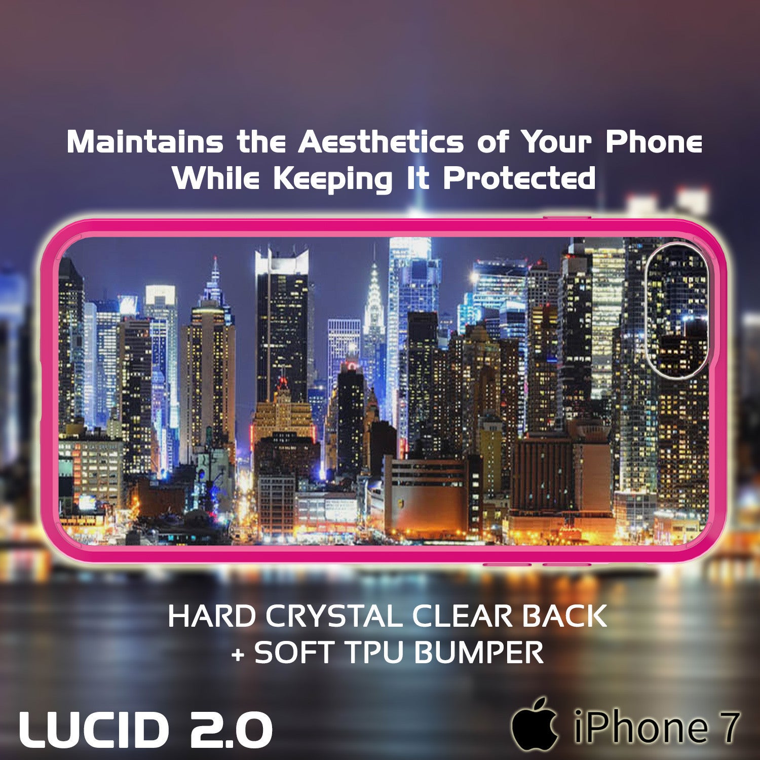 PUNKCASE - Lucid 2.0 Series Slick Frame Case for Apple IPhone 7+ Plus | Pink