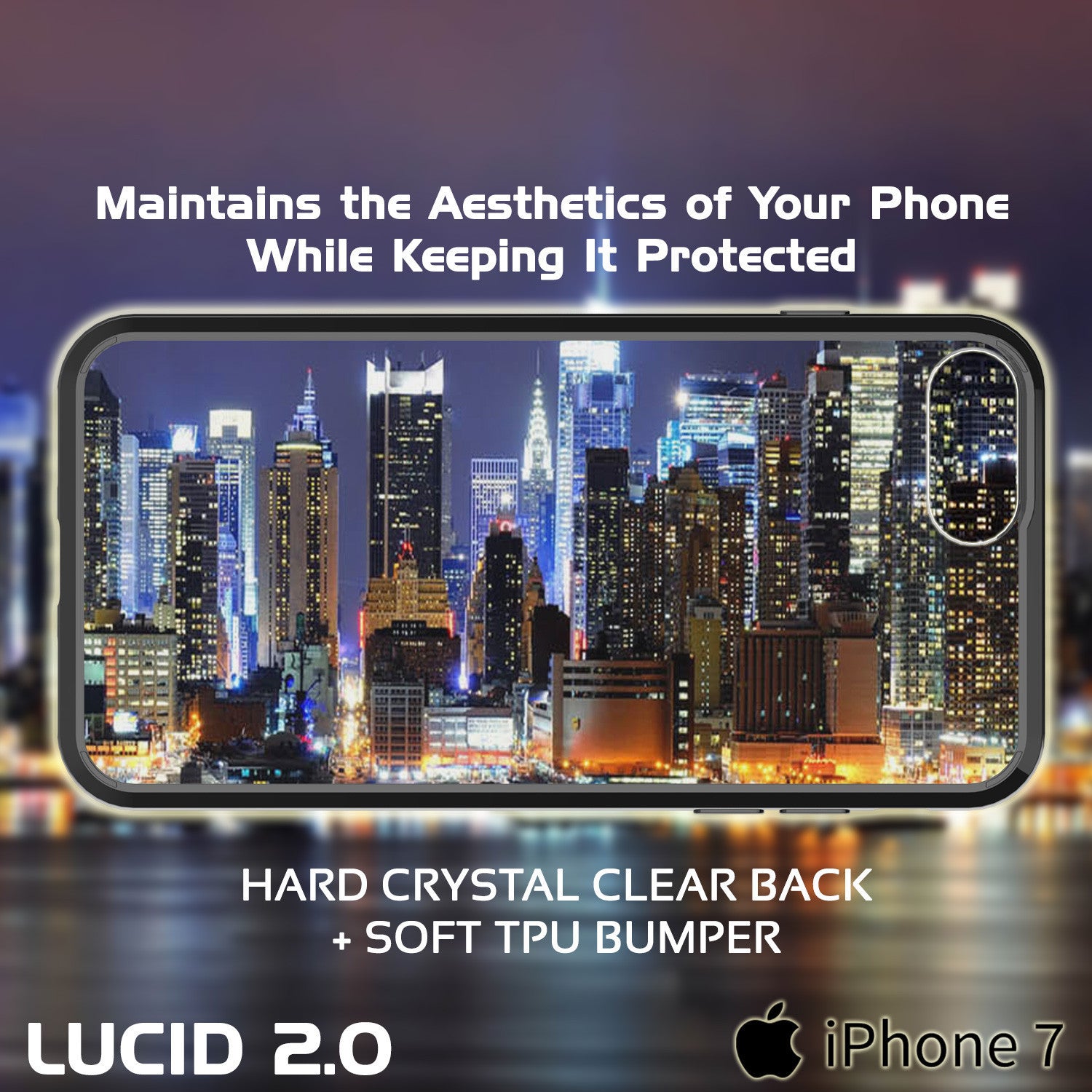PUNKCASE - Lucid 2.0 Series Slick Frame Case for Apple IPhone 7+ Plus | Black