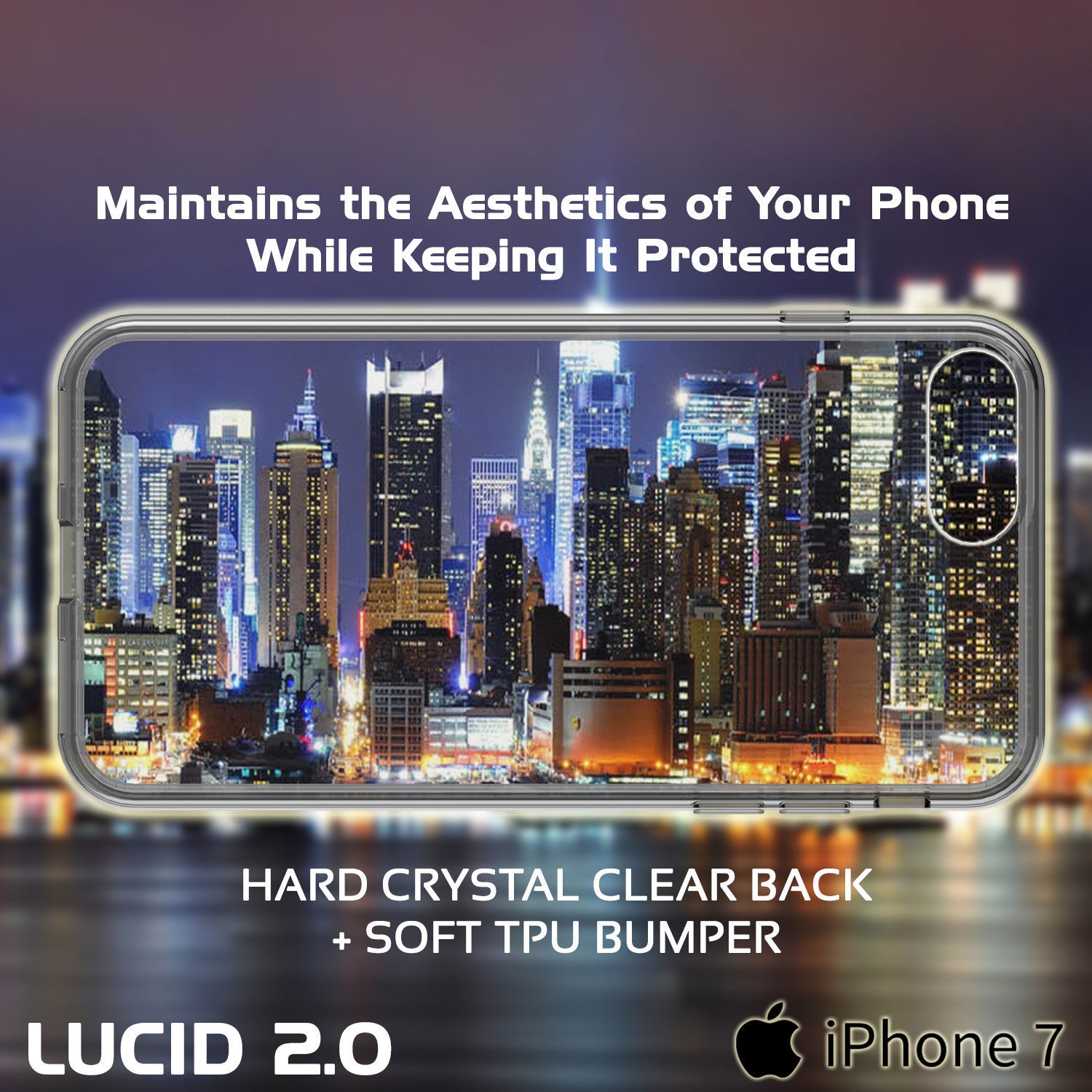 PUNKCASE - Lucid 2.0 Series Slick Frame Case for Apple IPhone 7+ Plus | Crystal Black