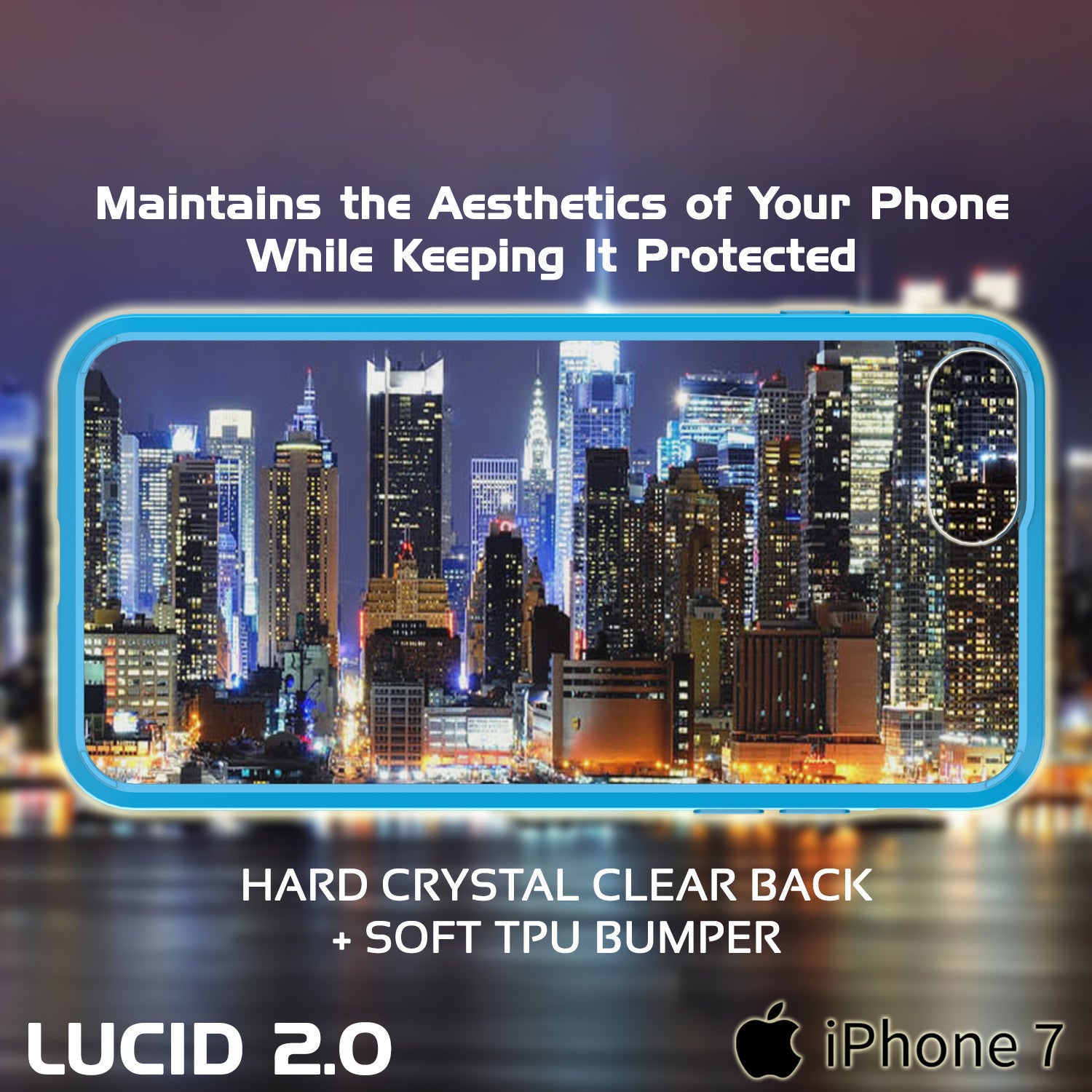 PUNKCASE - Lucid 2.0 Series Slick Frame Case for Apple IPhone 7+ Plus | Light Blue