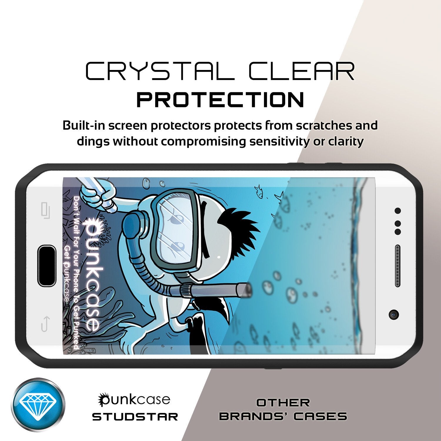Galaxy S7 EDGE Waterproof Case Punkcase StudStar White Thin 6.6ft Underwater IP68 Shock/Snow Proof