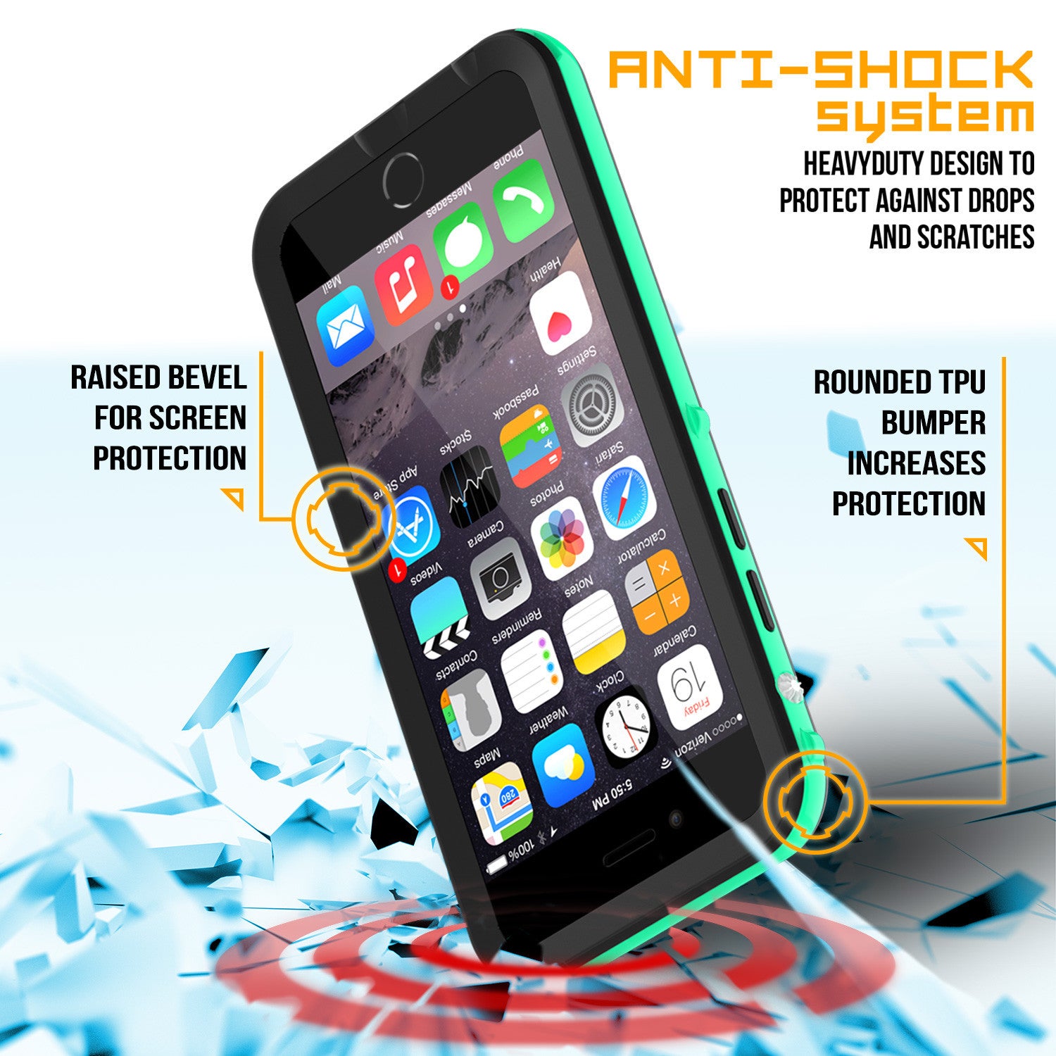 Apple iPhone 7/6s/6 Waterproof Case, PUNKcase CRYSTAL 2.0 Teal W/ Attached Screen Protector | Warranty