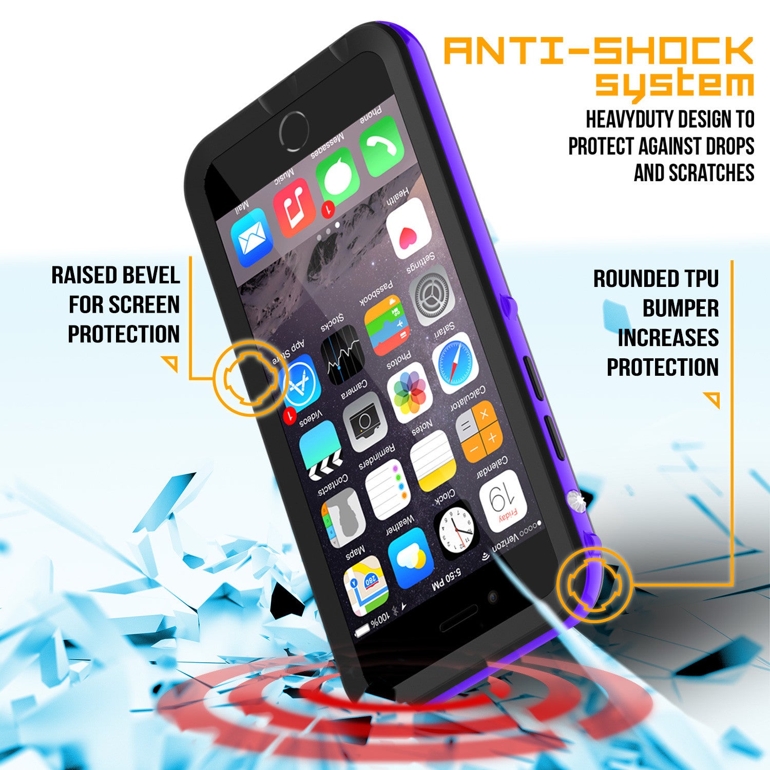 Apple iPhone 7/6s/6 Waterproof Case, PUNKcase CRYSTAL 2.0 Purple W/ Attached Screen Protector | Warranty