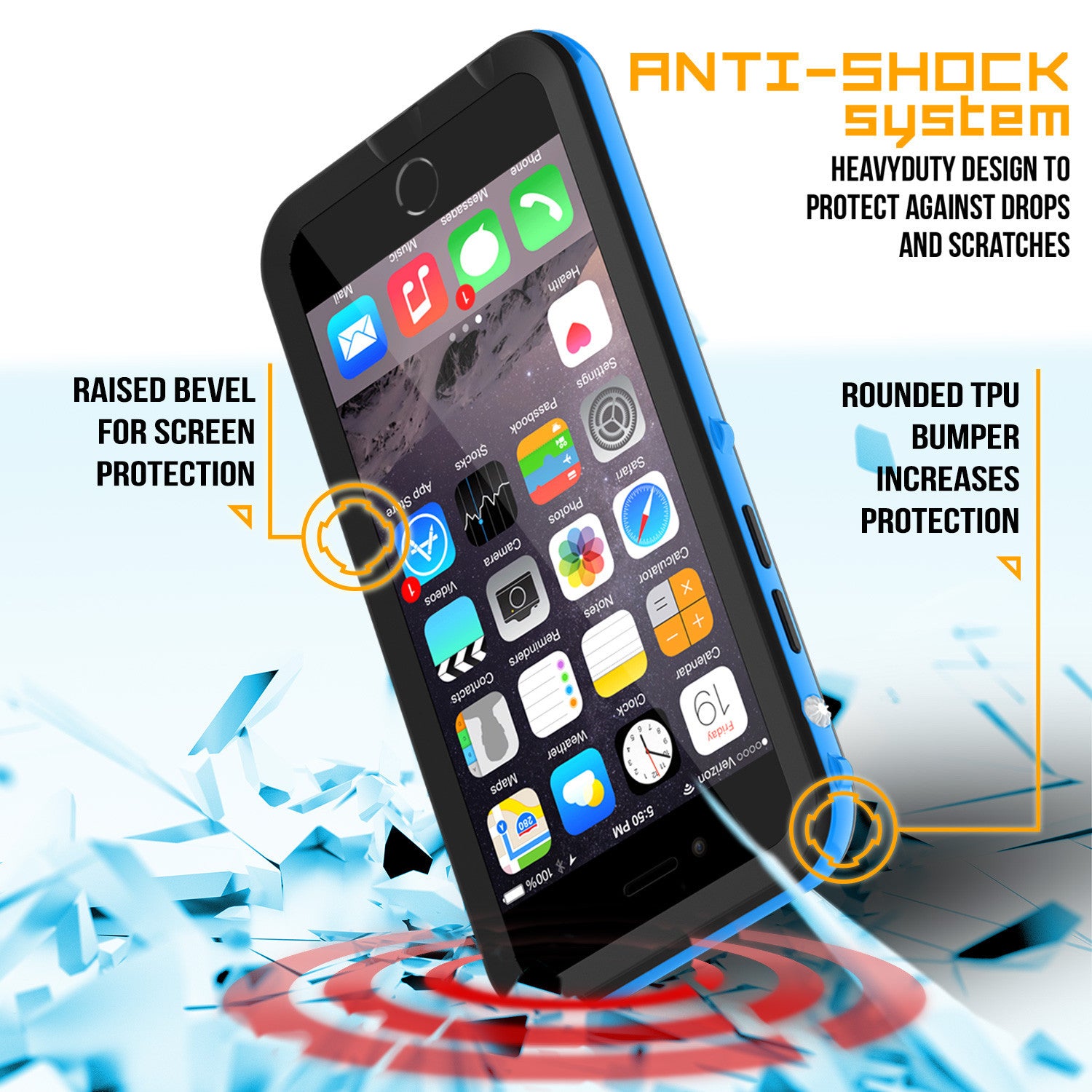 Apple iPhone 7/6s/6 Waterproof Case, PUNKcase CRYSTAL 2.0 Light Blue W/ Attached Screen Protector | Warranty