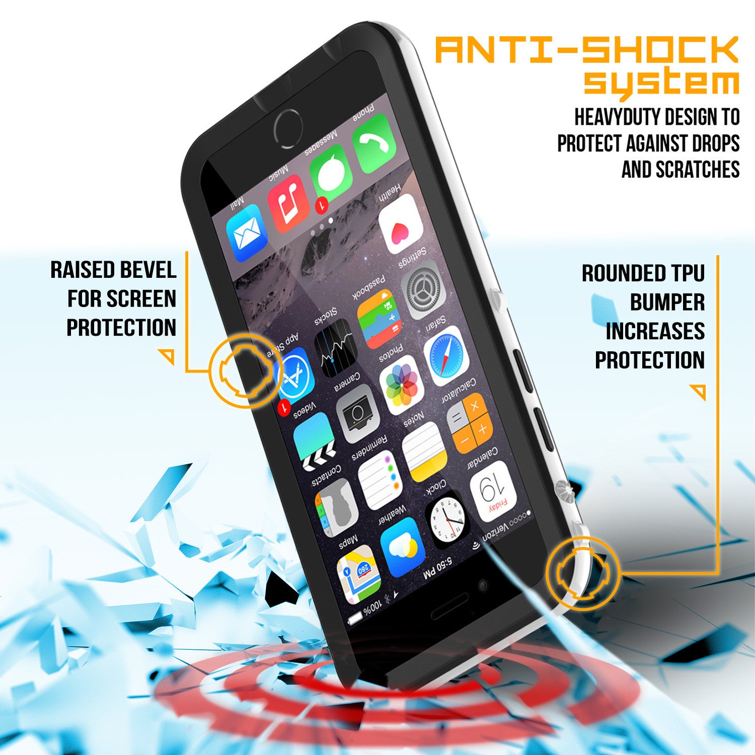 Apple iPhone 7/6s/6 Waterproof Case, PUNKcase CRYSTAL 2.0 White W/ Attached Screen Protector | Warranty
