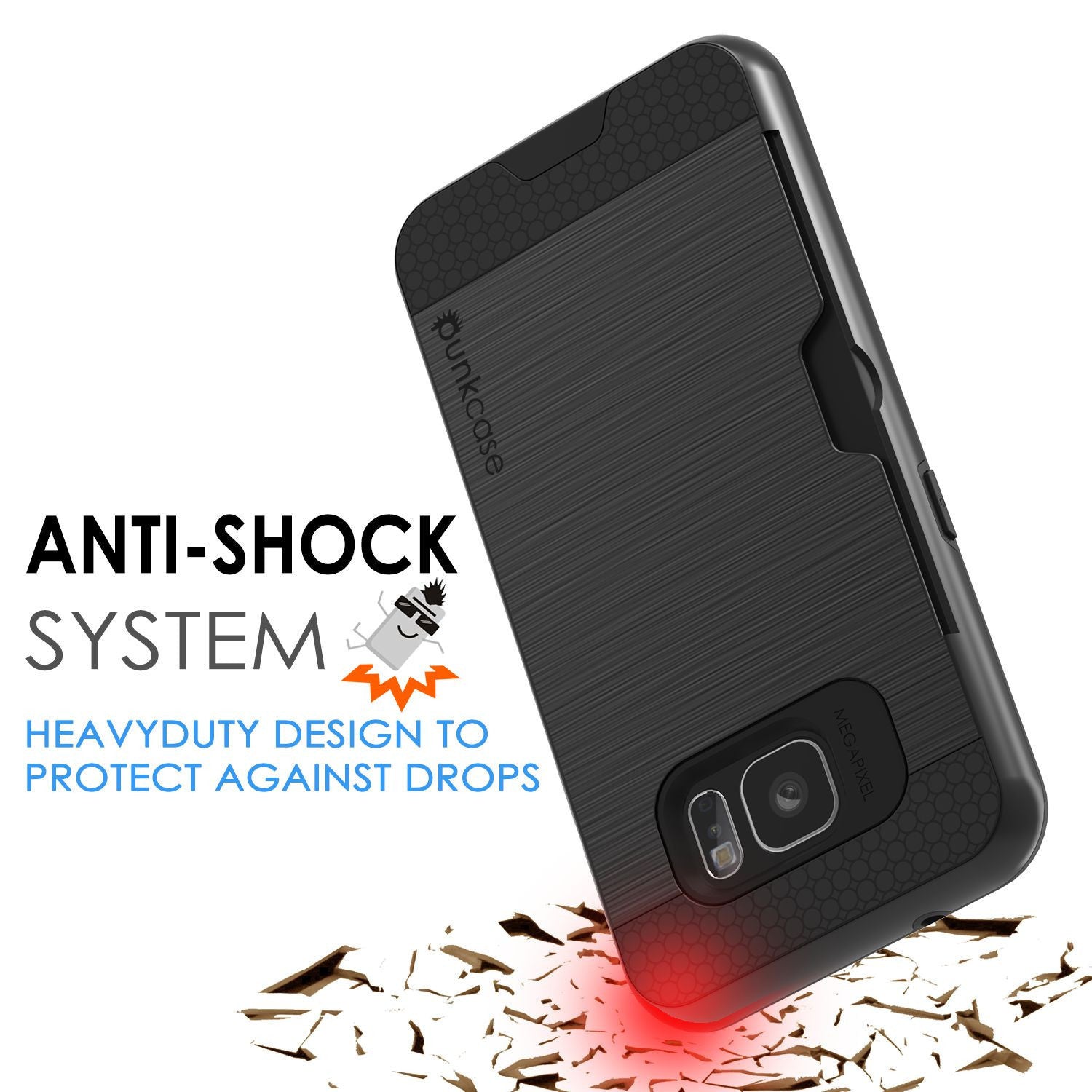 PUNKCASE - Slot Series Slim Armor Soft Case for Samsung S7 Edge | Black
