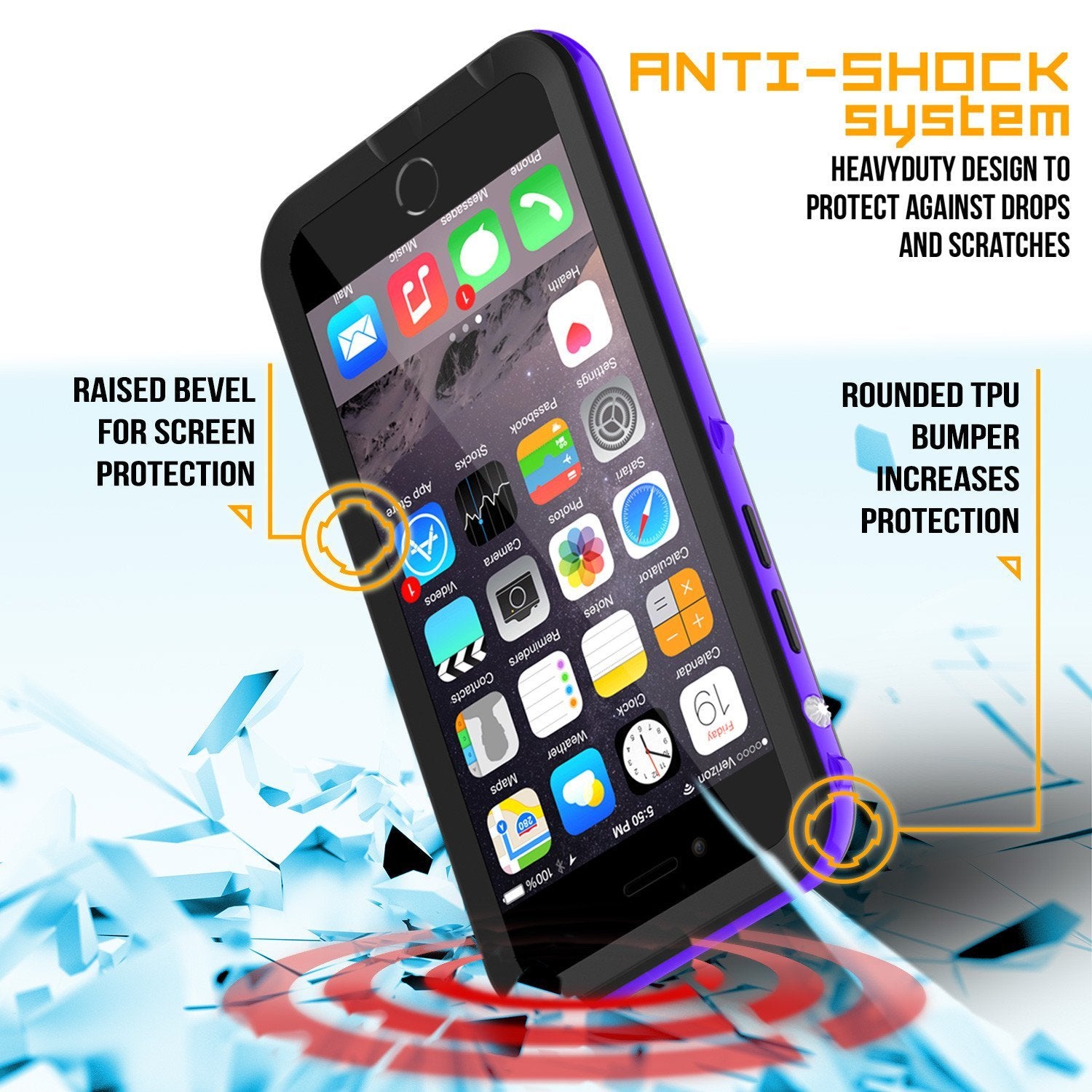 Apple iPhone 8 Waterproof Case, PUNKcase CRYSTAL 2.0 Purple W/ Attached Screen Protector | Warranty