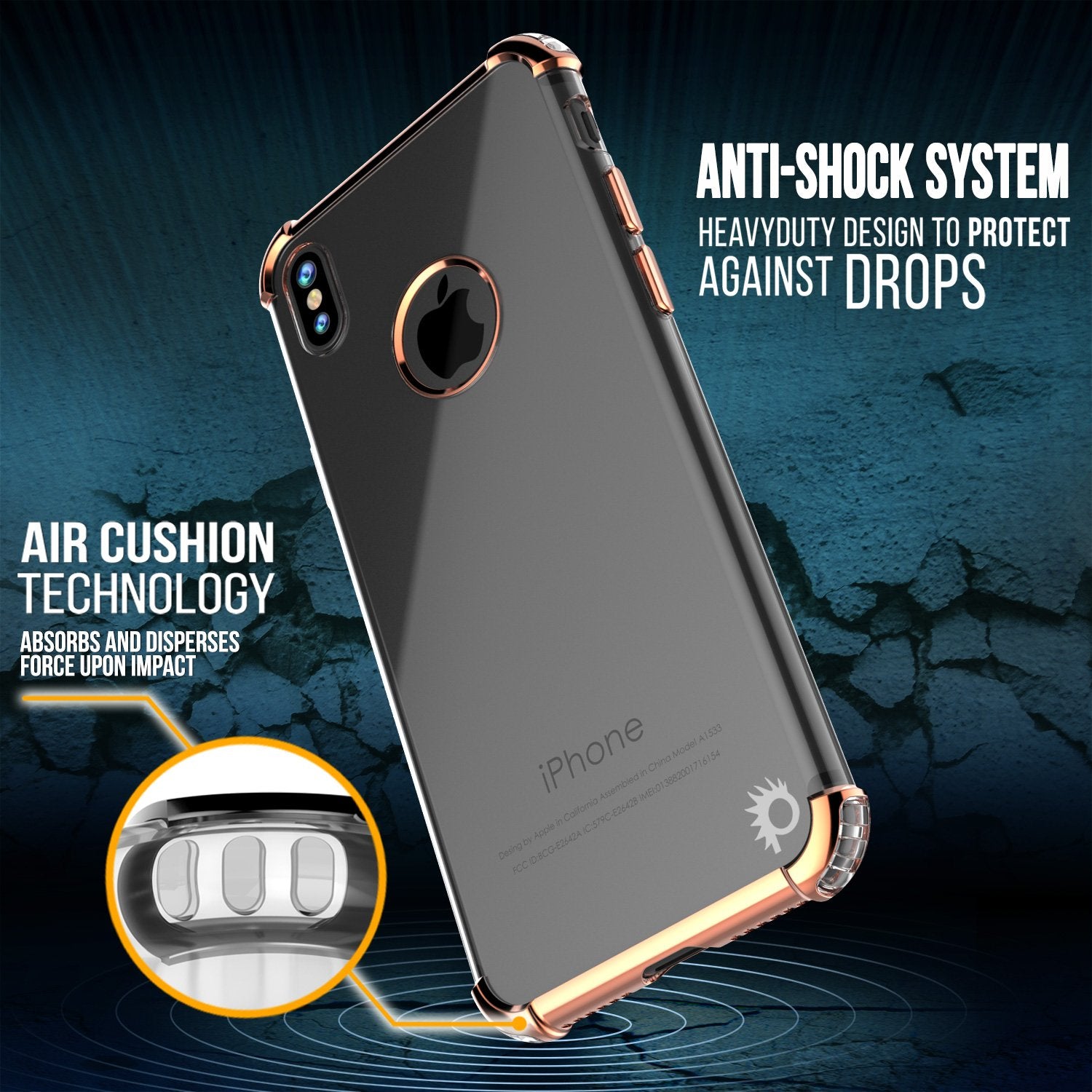 iPhone X Case, Punkcase BLAZE RoseGold Series Protective Cover W/ PunkShield Screen Protector