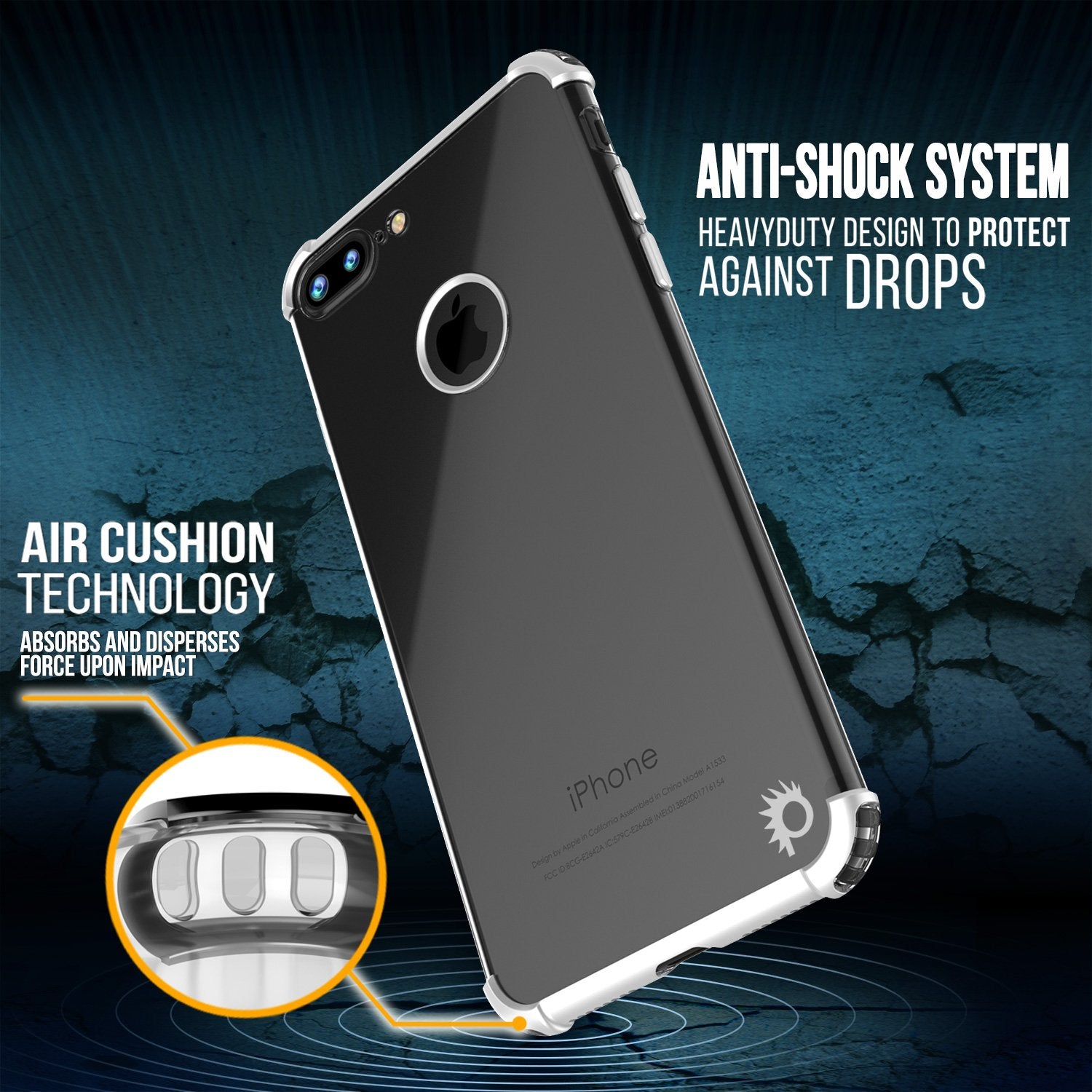 iPhone 8 PLUS Case, Punkcase BLAZE Silver Series Protective Cover W/ PunkShield Screen Protector