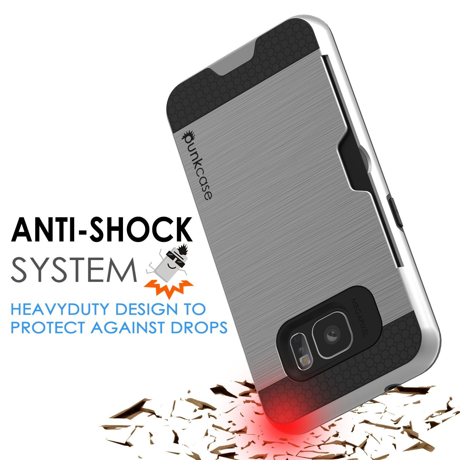 PUNKCASE - Slot Series Slim Armor Soft Case for Samsung S7 Edge | Silver