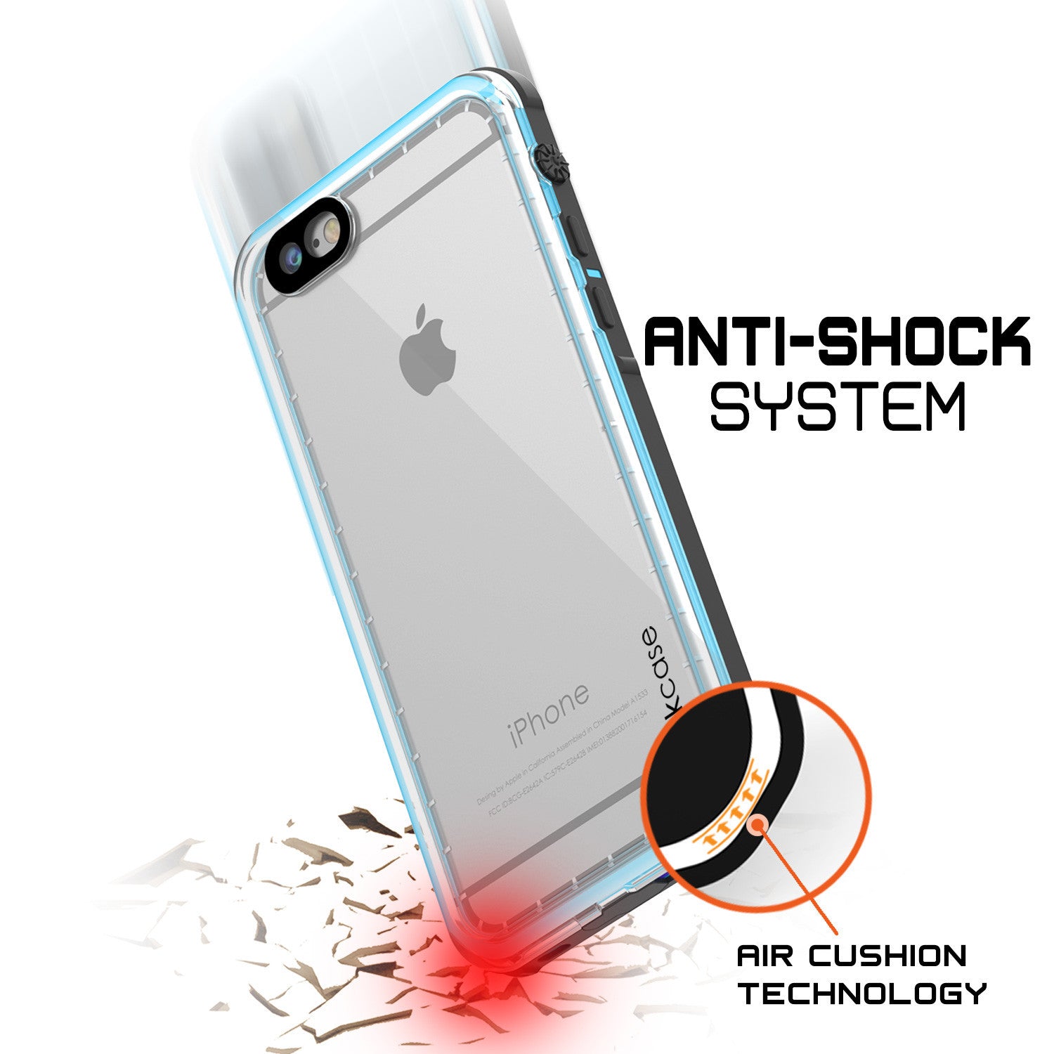PUNKCASE - Crystal Series Waterproof Case for Apple IPhone 7 | Light Blue