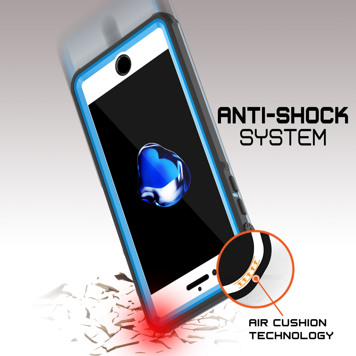 PUNKCASE - Crystal Series Waterproof Case for Apple IPhone 7+ Plus | Light Blue