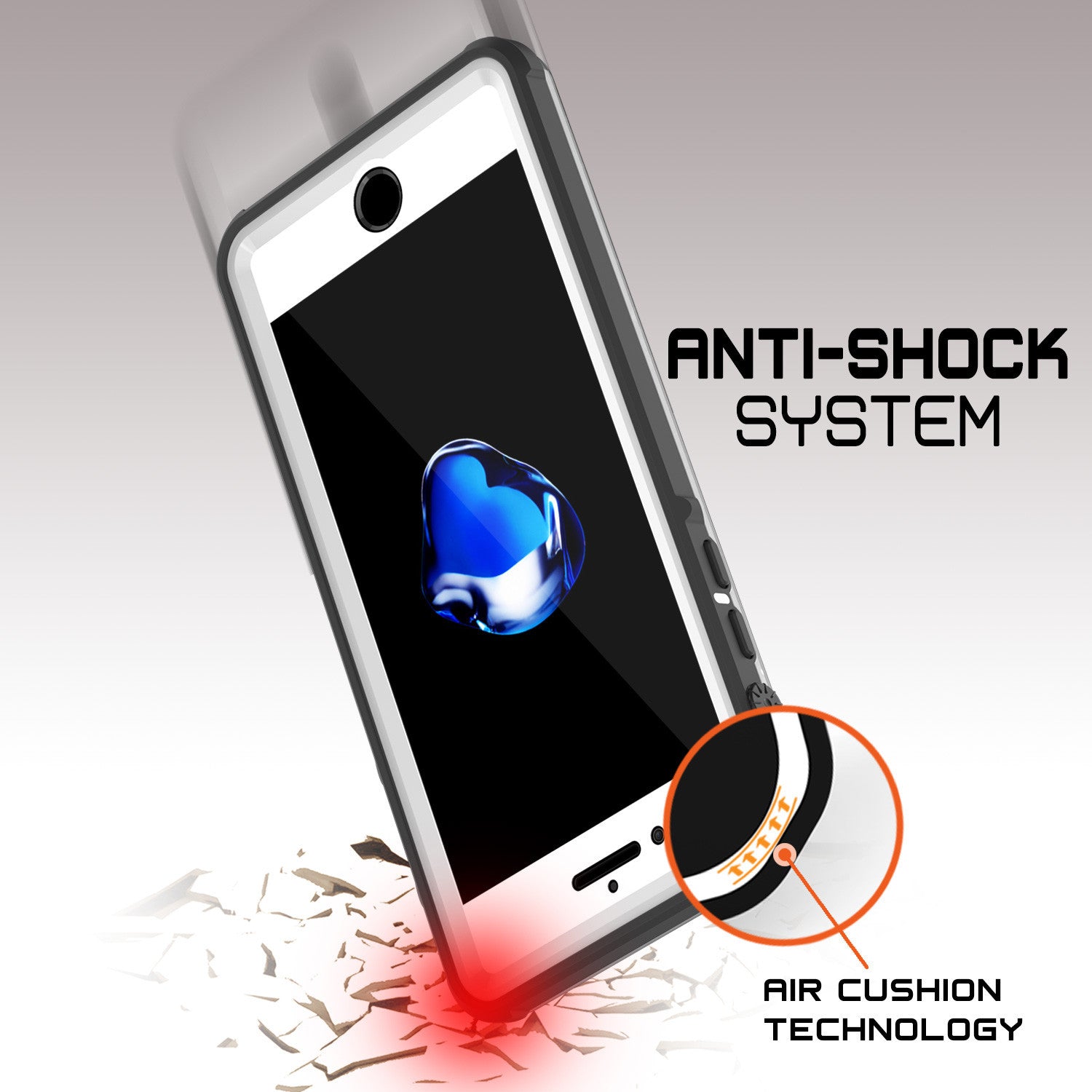 iPhone 7+ Plus Waterproof Case, PUNKcase CRYSTAL White W/ Attached Screen Protector | Warranty