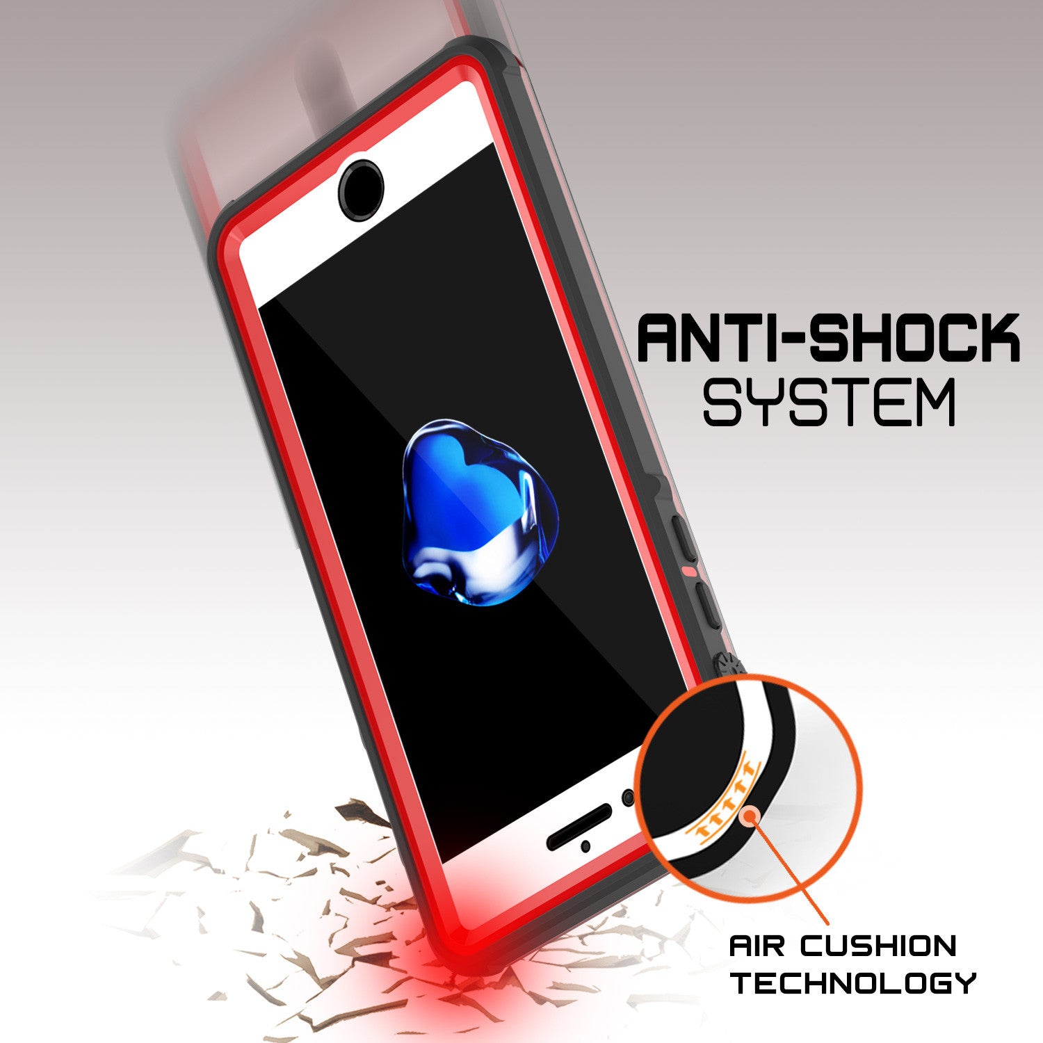 PUNKCASE - Crystal Series Waterproof Case for Apple IPhone 7+ Plus | Red