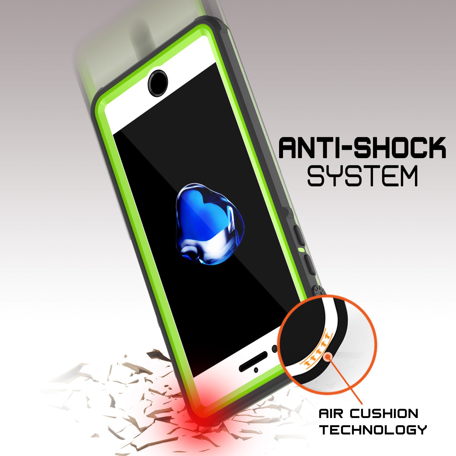 iPhone 7+ Plus Waterproof Case, PUNKcase CRYSTAL Light Green W/ Attached Screen Protector | Warranty