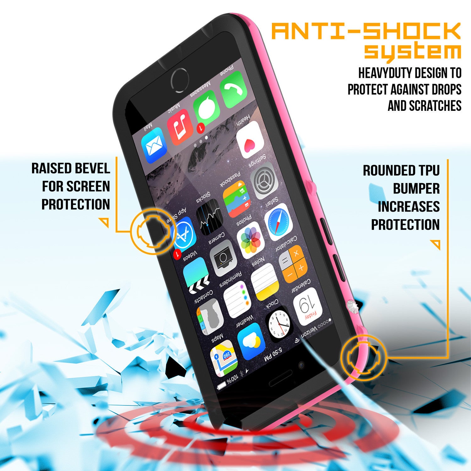 Apple iPhone 7/6s/6 Waterproof Case, PUNKcase CRYSTAL 2.0 Pink W/ Attached Screen Protector | Warranty