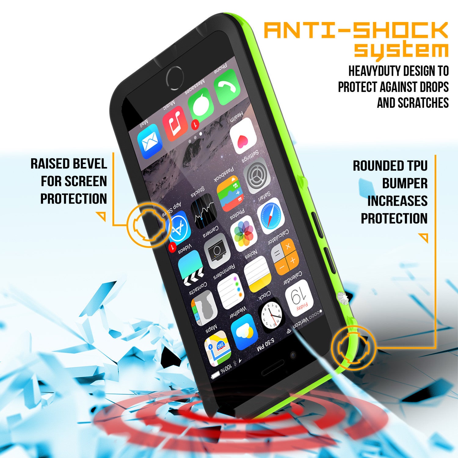Apple iPhone 7/6s/6 Waterproof Case, PUNKcase CRYSTAL 2.0 Light Green W/ Attached Screen Protector | Warranty