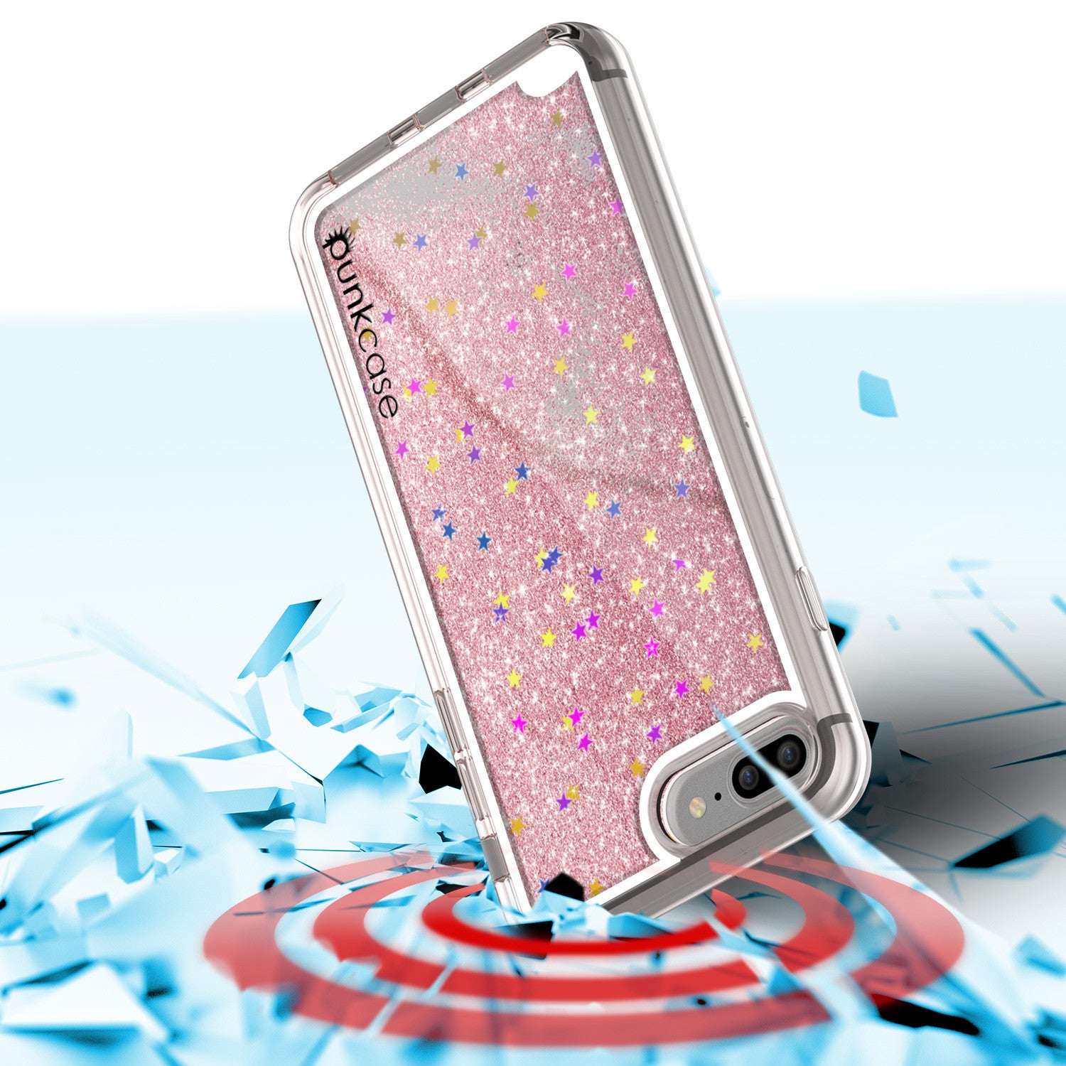 iPhone 7 Plus Case, PunkCase LIQUID Rose Series, Protective Dual Layer Floating Glitter Cover