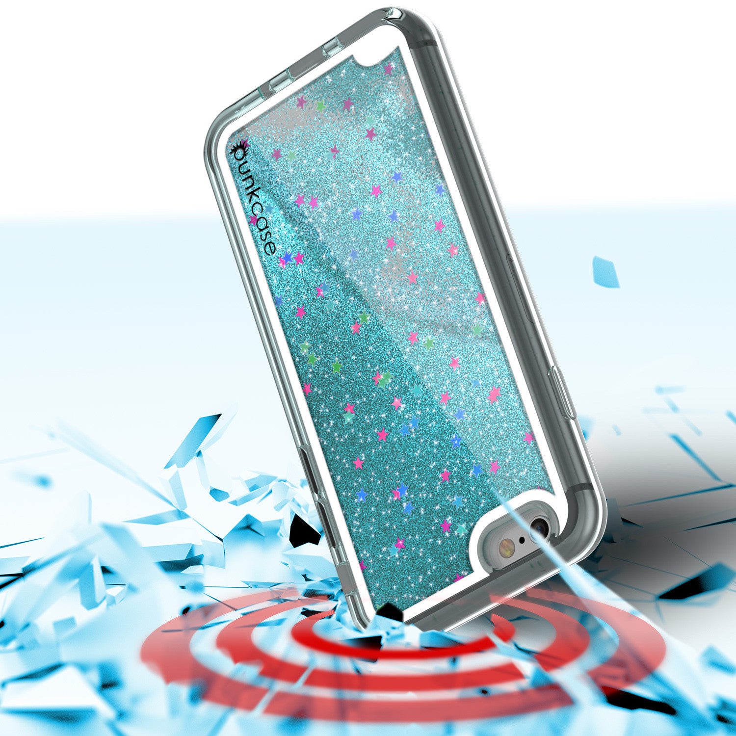iPhone 7 Case, PunkCase LIQUID Teal Series, Protective Dual Layer Floating Glitter Cover