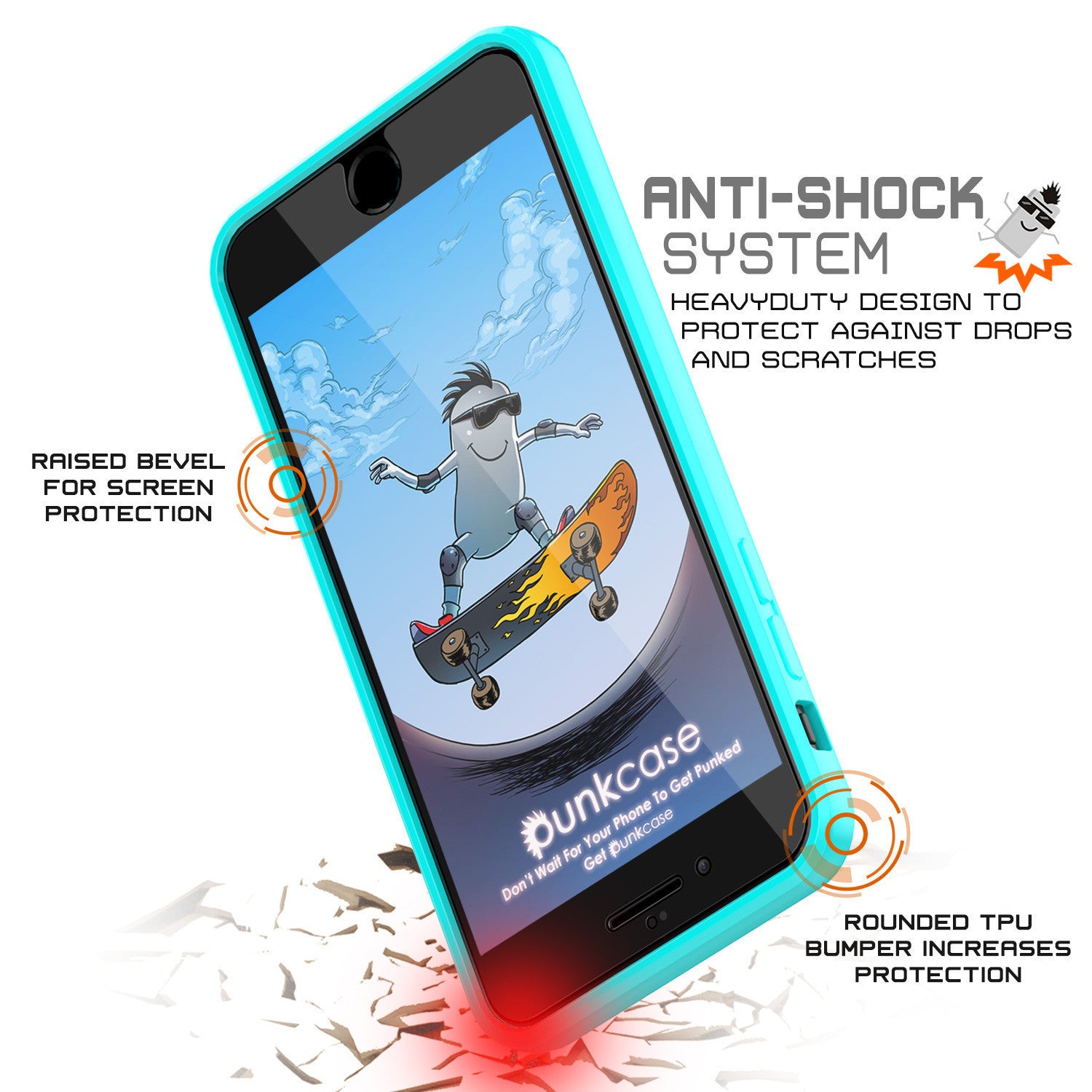 PUNKCASE - Lucid 2.0 Series Slick Frame Case for Apple IPhone 7+ Plus | Teal