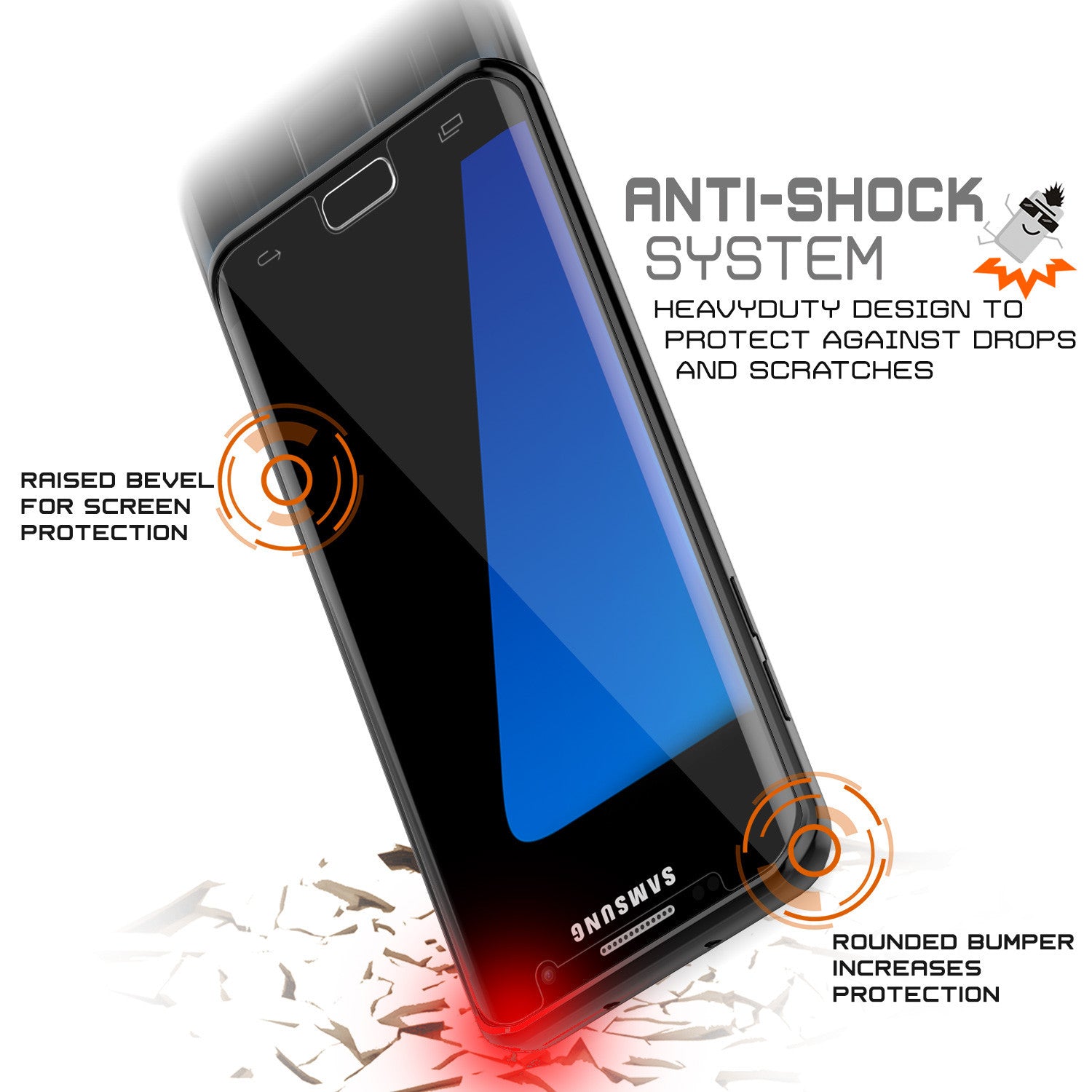 PUNKCASE - Lucid 2.0 Series Slick Frame Case for Samsung S7 Edge | Black