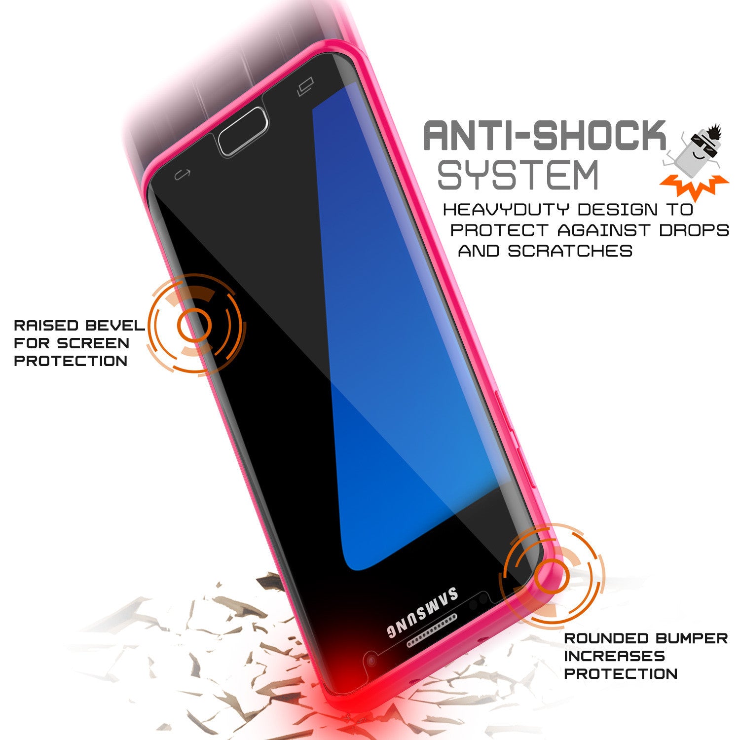 PUNKCASE - Lucid 2.0 Series Slick Frame Case for Samsung S7 Edge | Pink