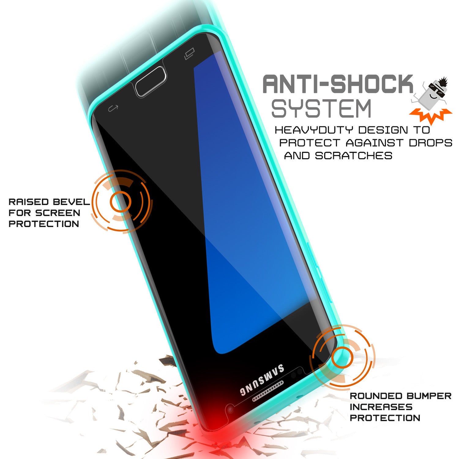 PUNKCASE - Lucid 2.0 Series Slick Frame Case for Samsung S7 Edge | Teal