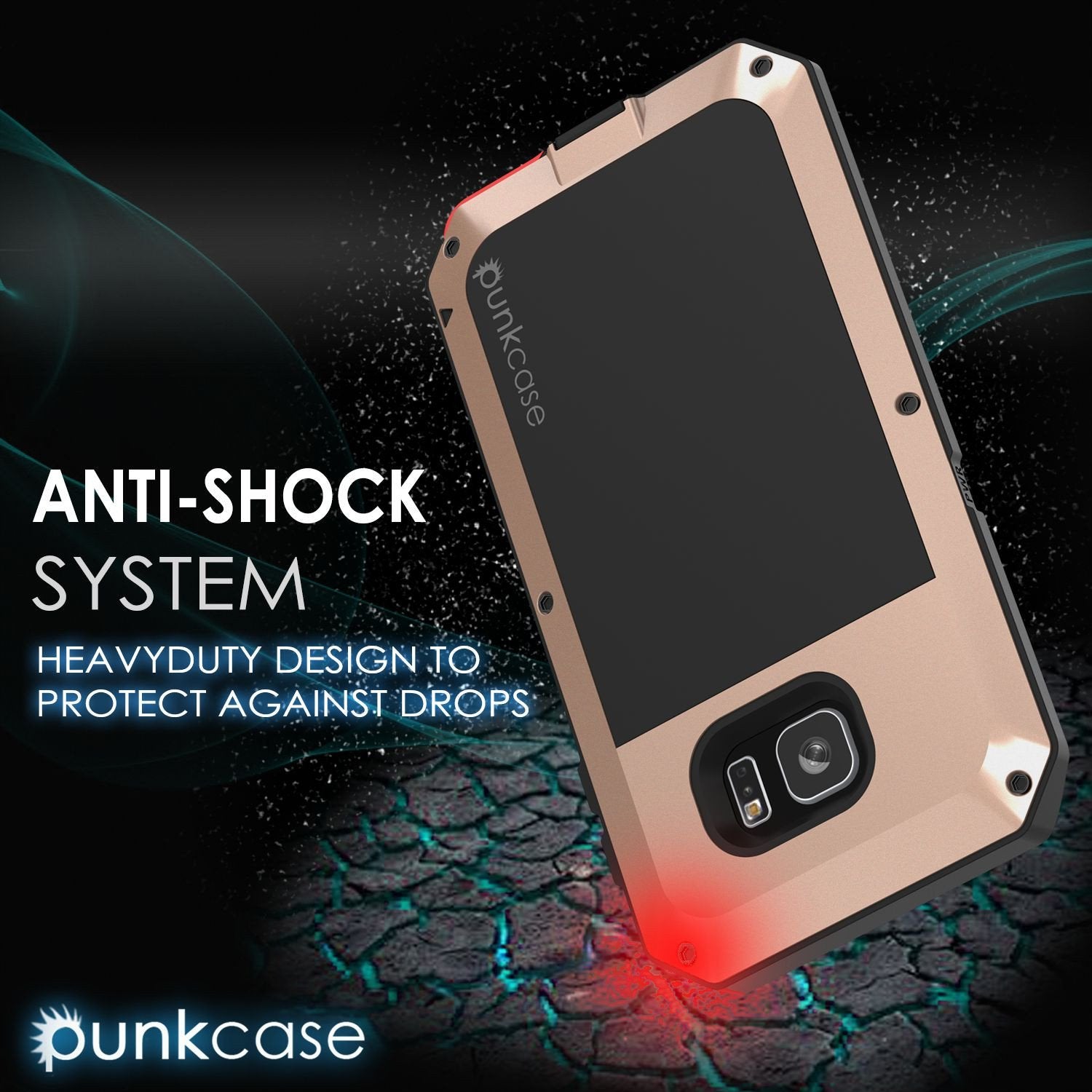 Galaxy S7 EDGE  Case, PUNKcase Metallic Gold Shockproof  Slim Metal Armor Case