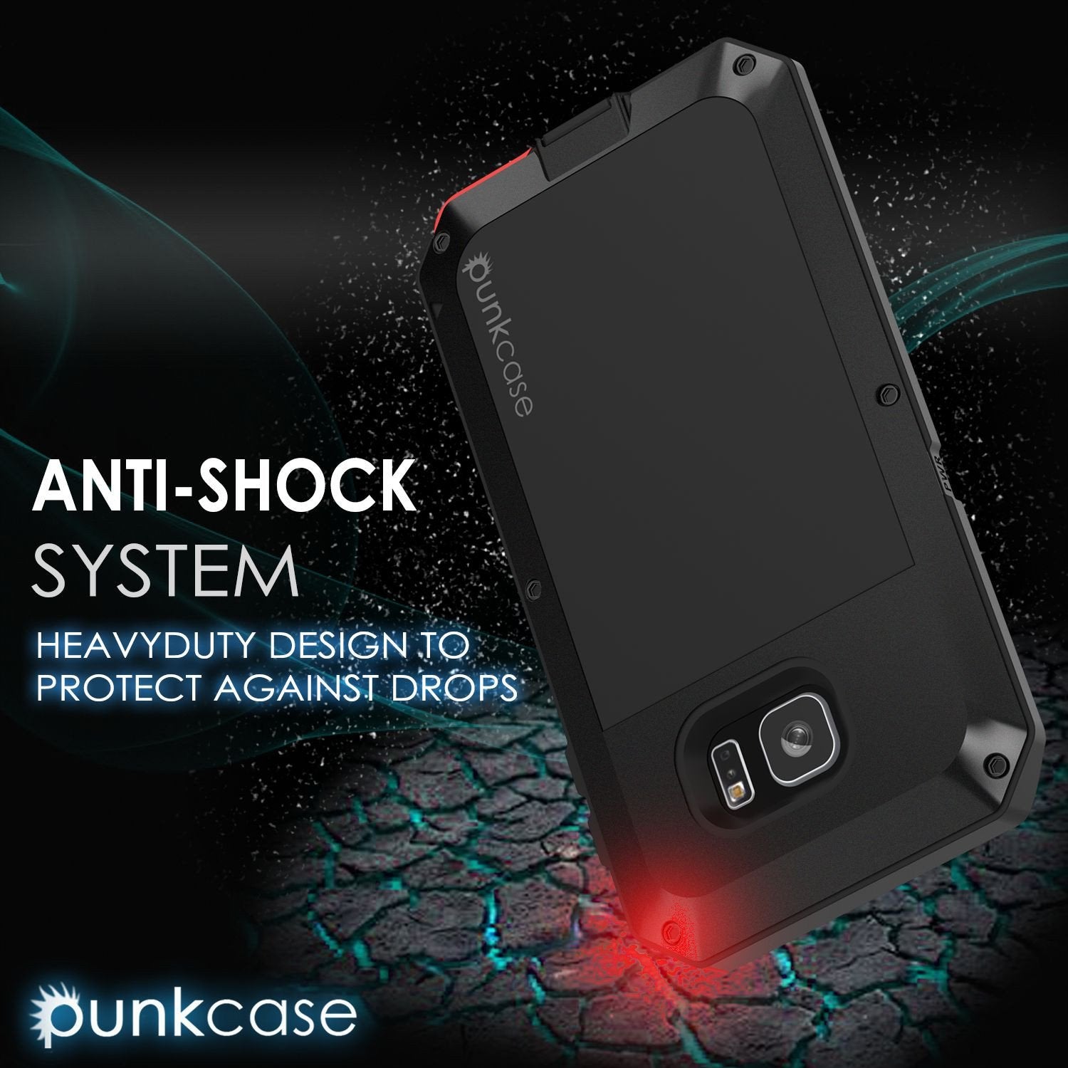 Galaxy S7 EDGE Case, PUNKcase Metallic Black Shockproof Slim Metal Armor Case