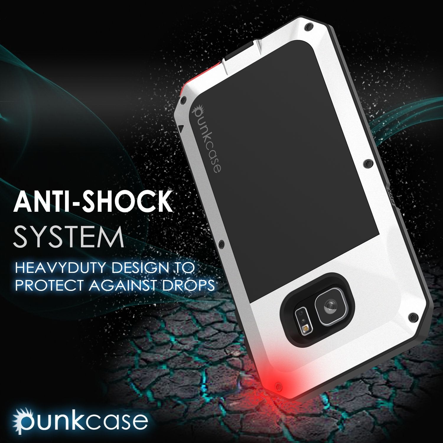 Galaxy S7 EDGE Case, PUNKcase Metallic White Shockproof Slim Metal Armor Case