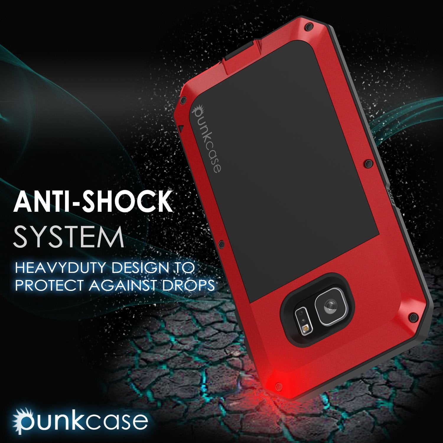 Galaxy S7 EDGE Case, PUNKcase Metallic Red Shockproof Slim Metal Armor Case